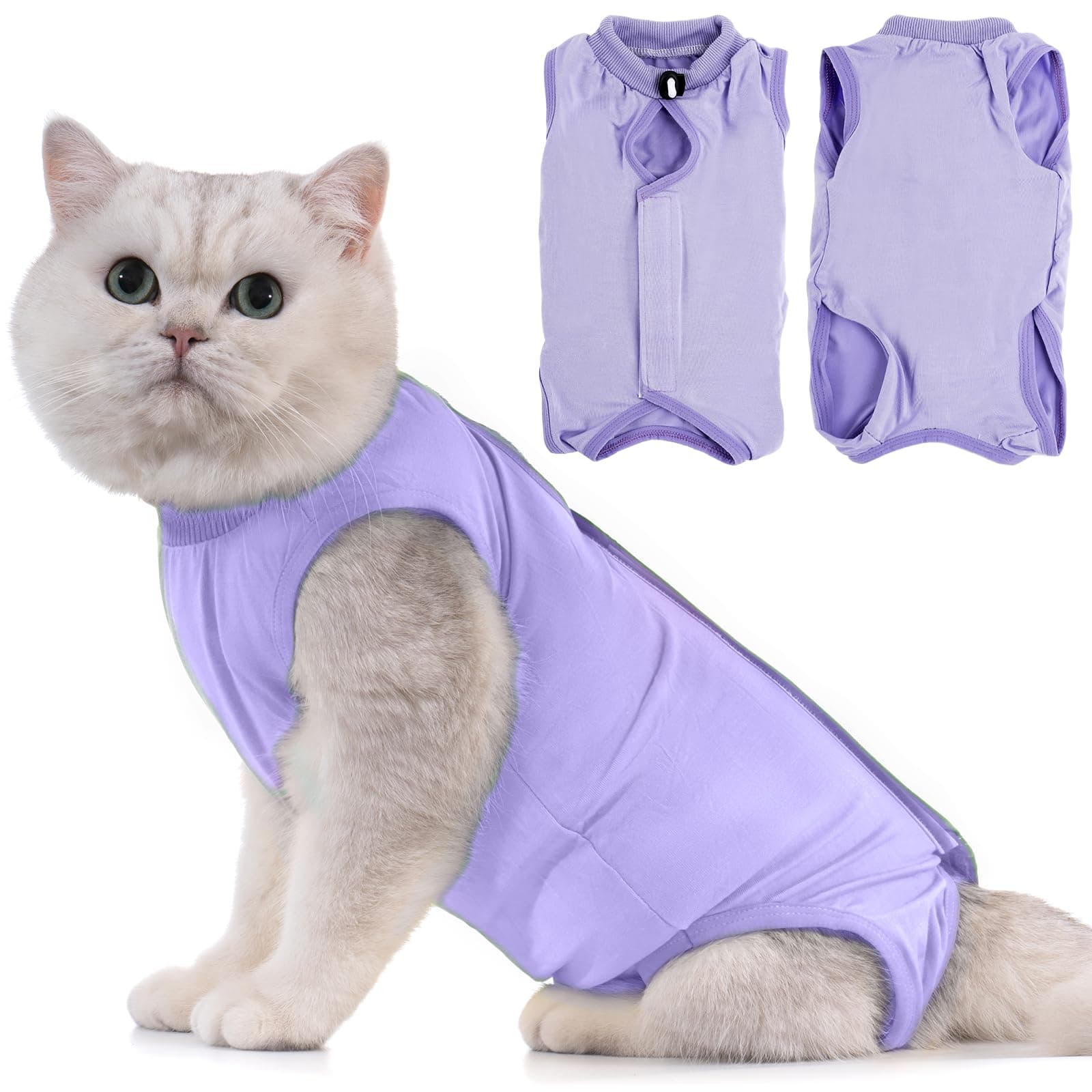 Avont Cat Recovery Suit - Kitten Onesie for Cats After Surgery, Cone of Shame Alternative Surgical Spay Suit for Female Cat, Post-Surgery or Skin Diseases Protection -Purple(L)