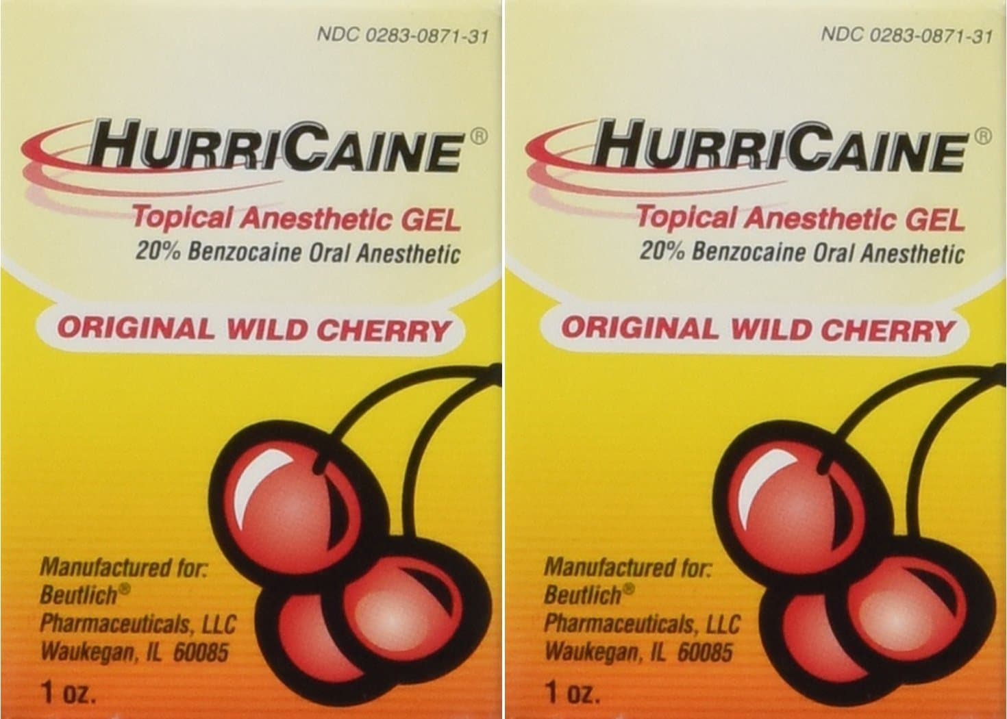 Beutlich LP Pharmaceuticals Hurricaine Topical Anesthetic Gel, Wild Cherry, 1 Ounce- Pack of 2