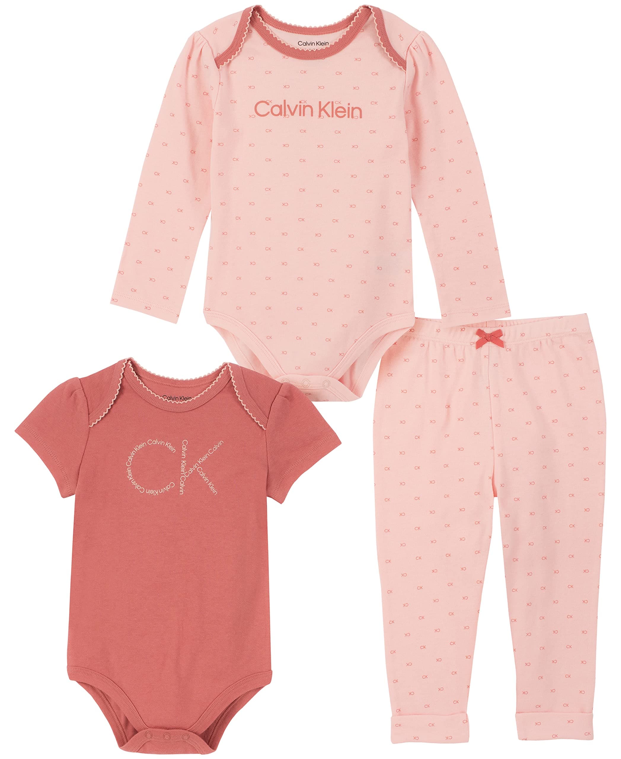 Calvin Kleinbaby-girls 3 Pieces Bodysuit Pant Set