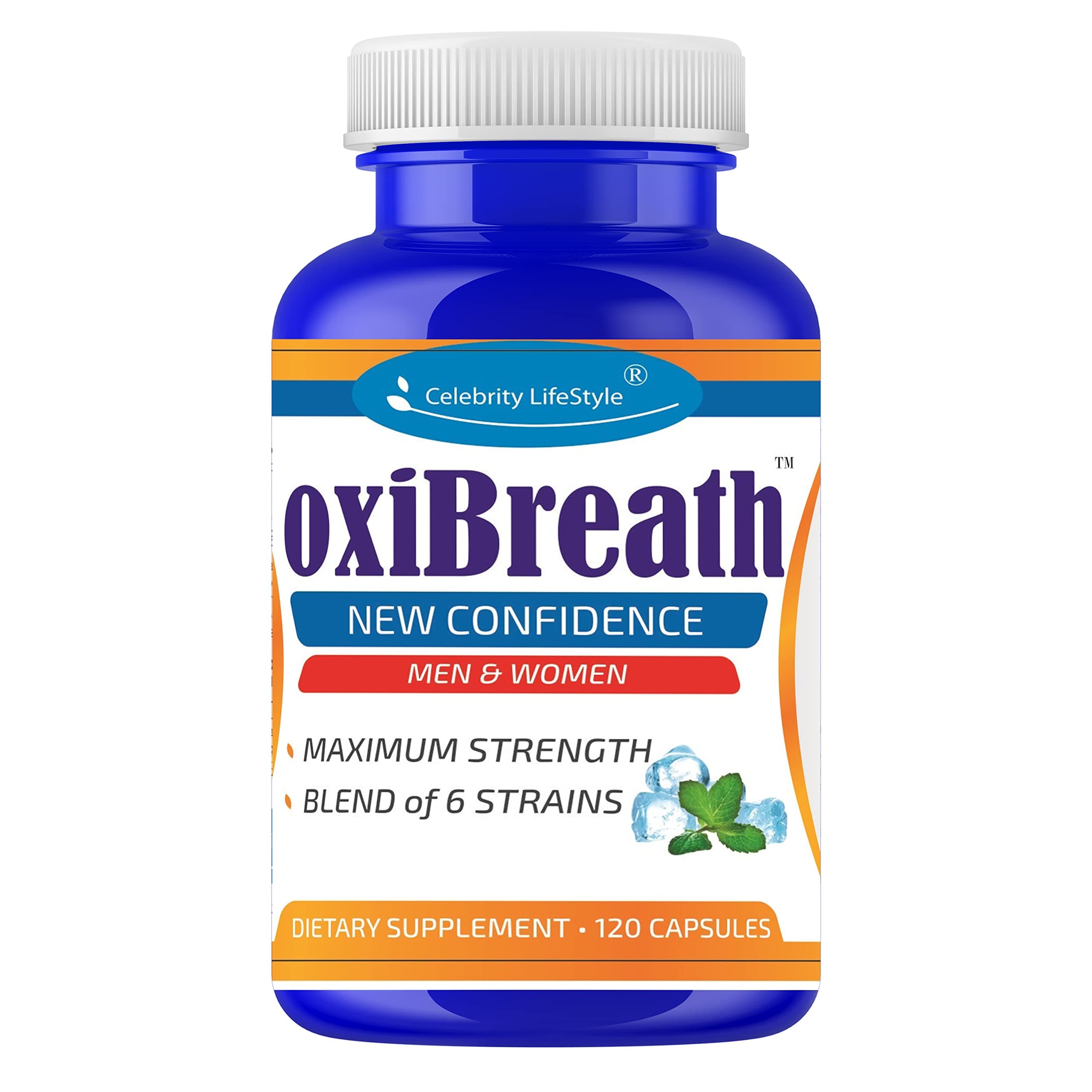 OxiBreath Oral Probiotics – Probiotic for Bad Breath & Halitosis Support – Fresh Breath Supplement with Prebiotics FOS & XOS – DE111® & 6-Strain Dental Probiotic Blend – 120 Ct – 2 Months Supply