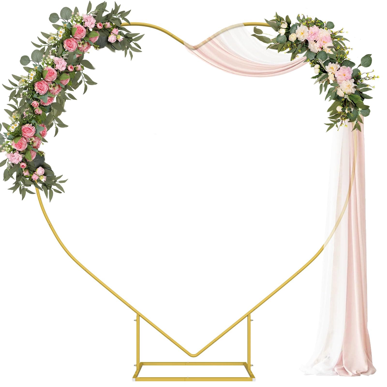 Heart Balloon Arch Stand,Gold Wedding Arch, Balloon Arch Frame, Metal Balloon Ring Stand Circle for Wedding and Bridal Shower Photo Background Decoration, Birthday Party, Graduation