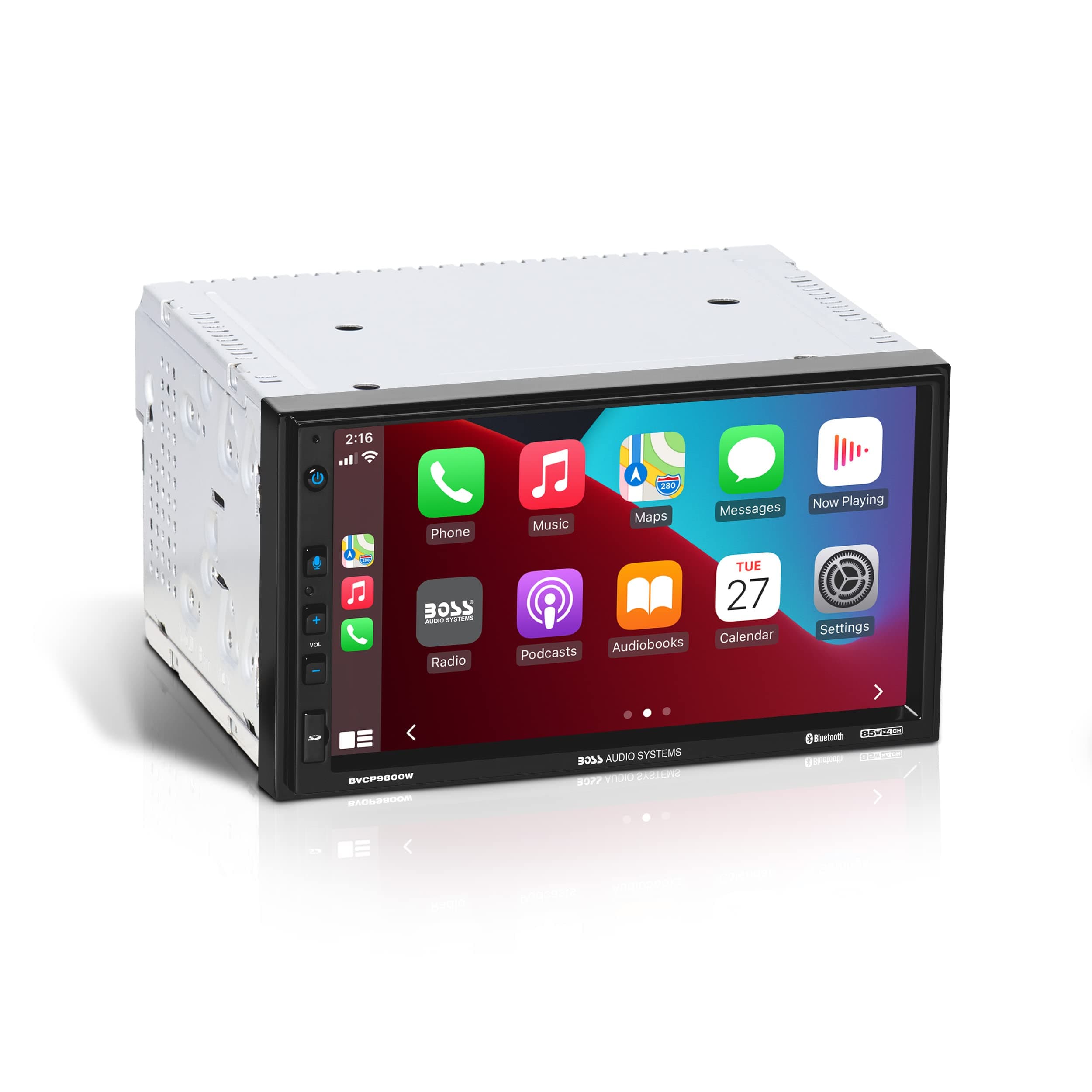 BVCP9800W Car Stereo - Wireless Apple CarPlay & Android Auto, Double Din, 7 Inch Touchscreen, Bluetooth, No CD DVD Player, AM/FM Radio Receiver