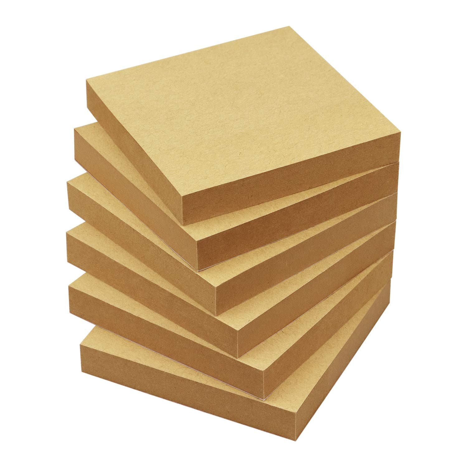 Sticky Notes 3x3 Self-Stick Notes Pads with 6 Bright Colors, Easy to Post for Office, School, Home, 6 Pads/Pack, 100 Sheets/Pad(Kraft Paper)
