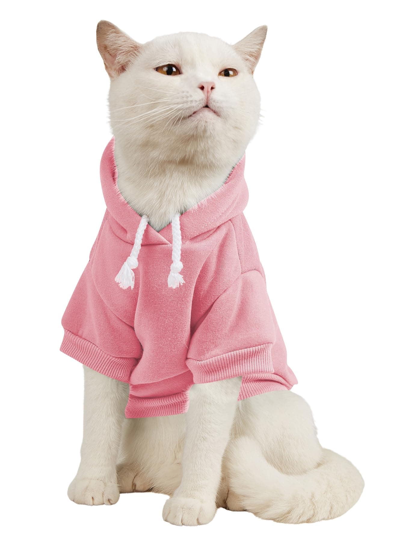 QWINEE Basic Dog Hoodie, Dog Warm Jacket, Cat Apparel, Dog Shirt, Light Pink Medium