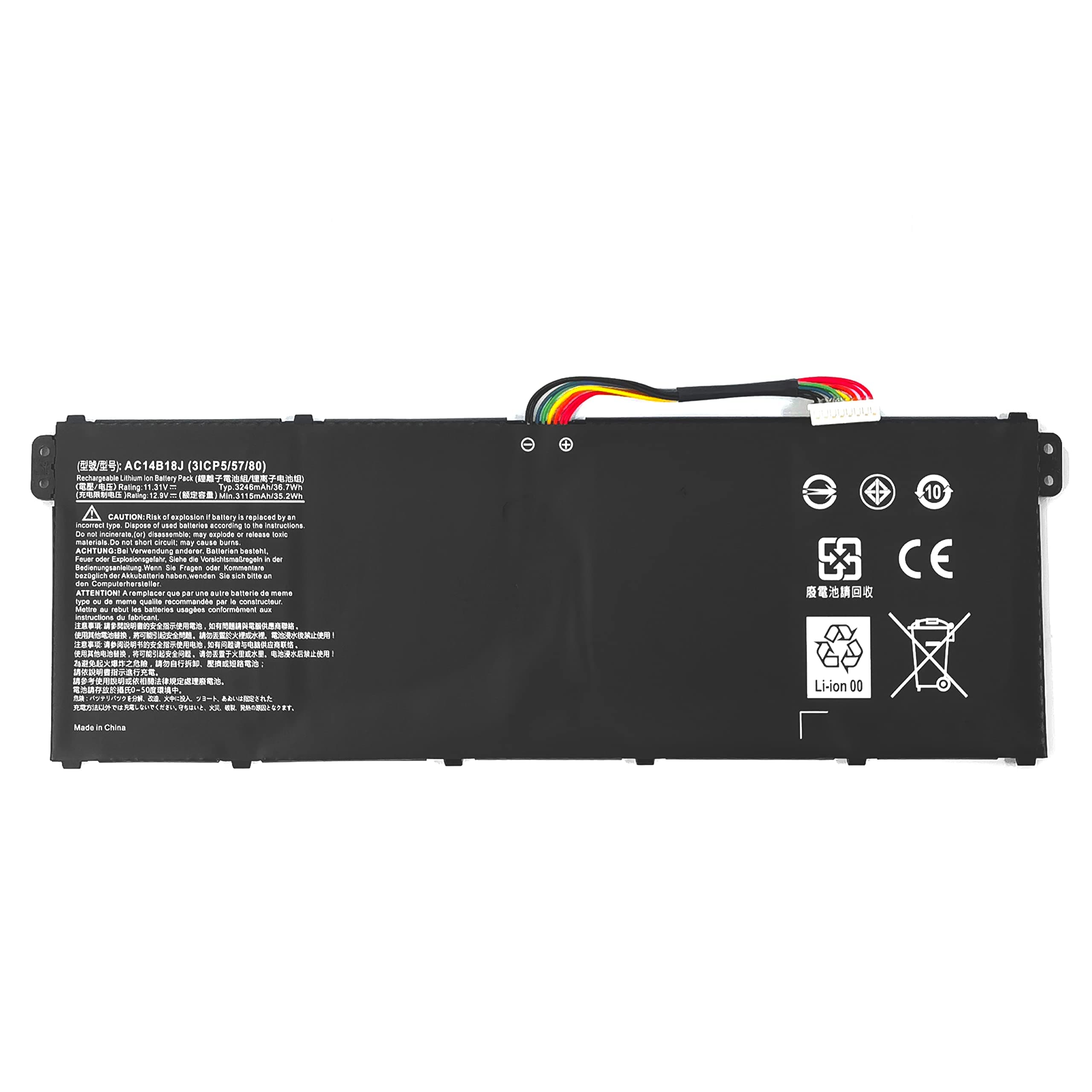 11.31V 3246mAh 36.7Wh AC14B18J Laptop Battery compatible with Acer Chromebook 11 B115-M B115-MP CB3-111 Aspire E3-111 E3-11M E3-112M ES1-511 ES1-512 V3-111 V3-111P V5-122 V5-122P V5-132