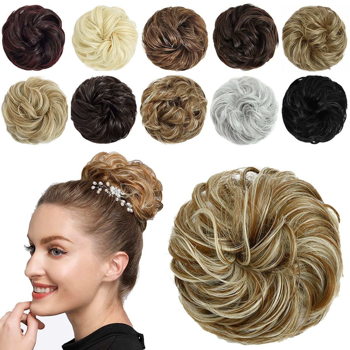SHEDOWIG Messy Bun Hair Piece Scrunchies Hair Bun Extensions for Women Synthetic Updo Chignon Hairpiece