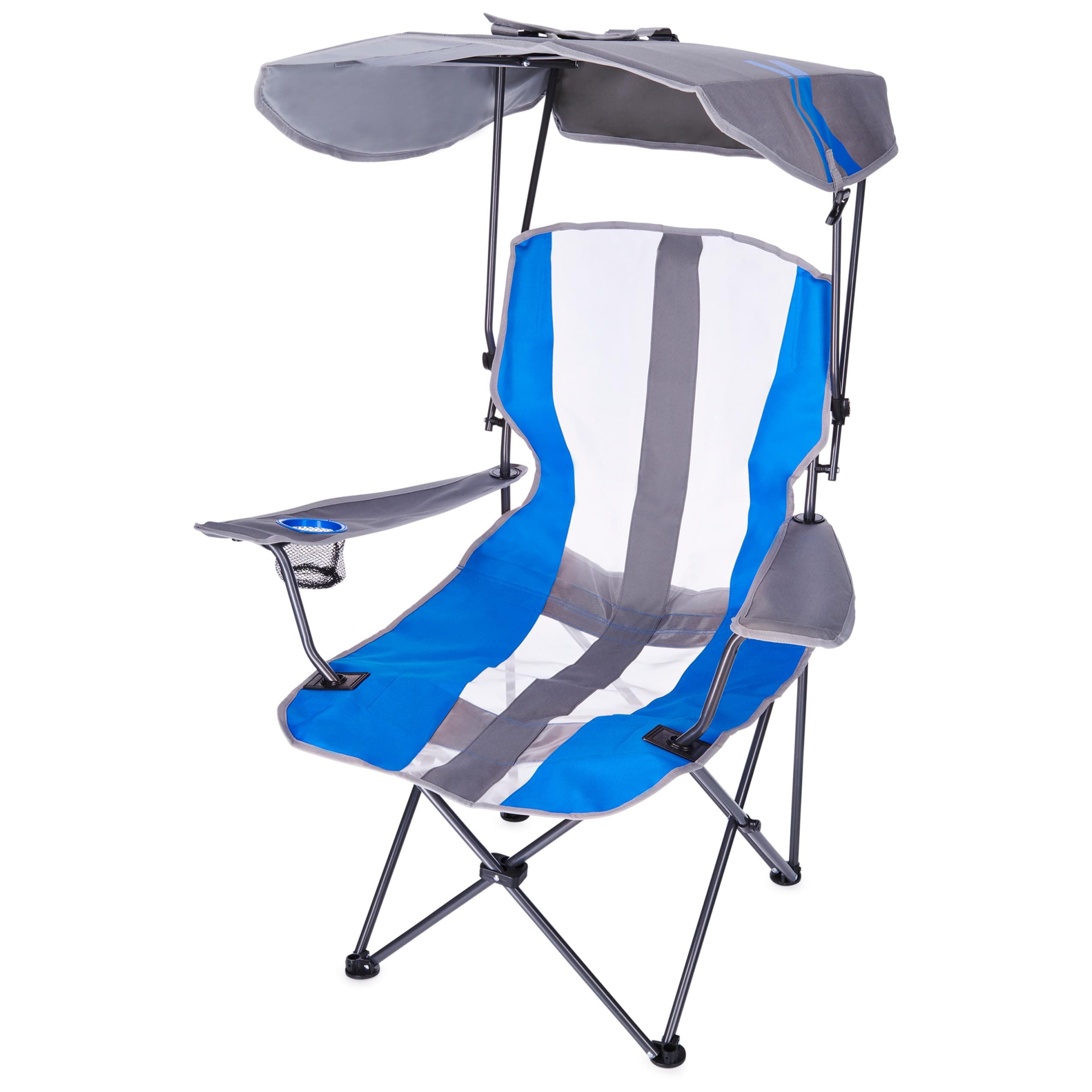 SwimWays Original Foldable Canopy Chair for Camping, Tailgates, and Outdoor Events, Grey/Blue, 37"L x 24"W x 58"H