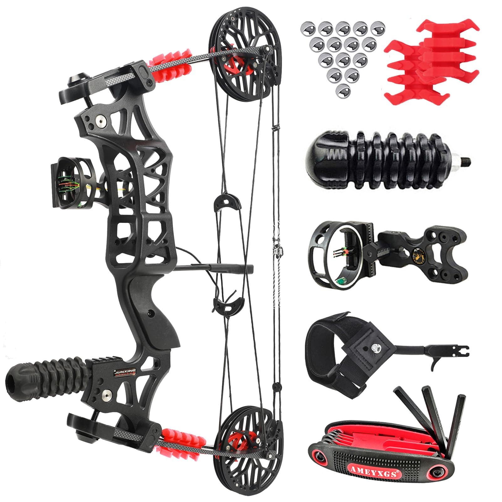 Archery Compound Bow Kit Steelball Bow Set Draw Weight 30-60Lbs, CNC Al-6061 Maded, Dual-use Hunting Bow can Shoot Arrow and Steel Ball in Car (Type A)
