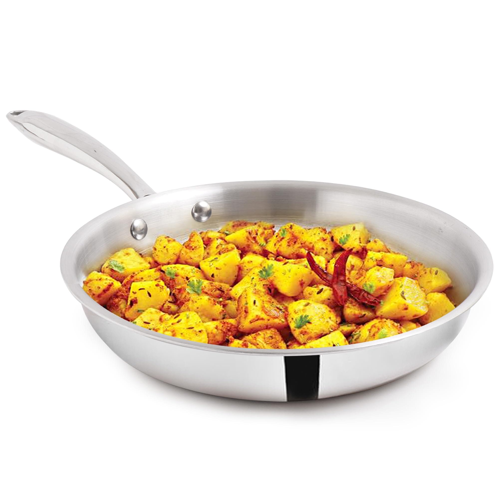 The Indus Valley Triply Stainless Steel Fry Pan | Fully Clad 304 Grade | Induction Friendly | No PFOA Coating (Diameter: 27.8 cm/ 11 Inch, 1.1 kg, 2.4 L)