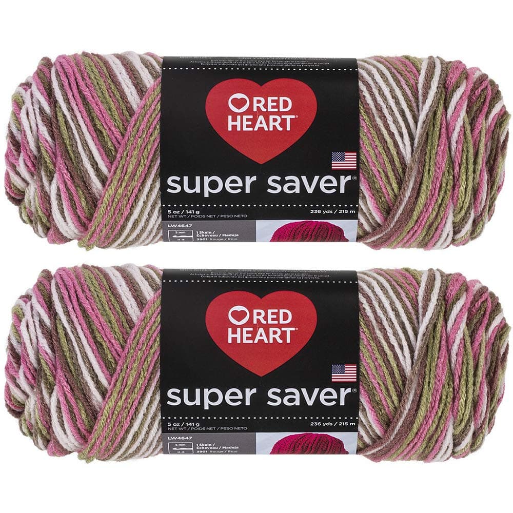 Bulk Buy: Red Heart Super Saver (2-Pack) (Pink Camo, 5 oz Each Skein)