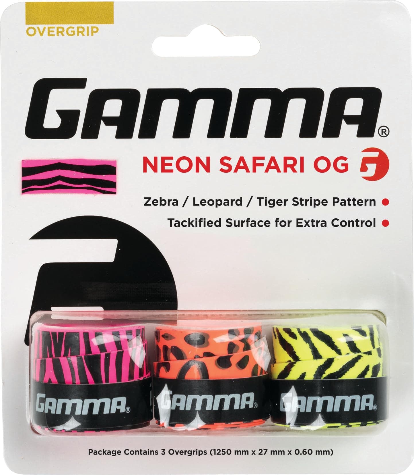 GAMMA Sports Neon Tennis Overgrips - High Performance and Moisture Wicking, Also for Pickleball, Padel, Racquet Sports OG – Dri, Safari, or Tac – Pack of 3
