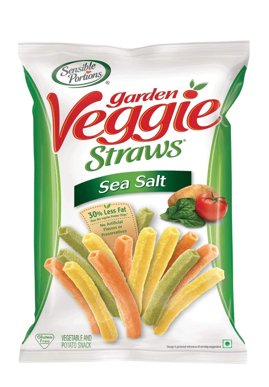 Sensible Portions Garden Veggie Straws Snack, Sea Salt, Gluten Free, 30% Less Fat than Regular Potato Chips -120g