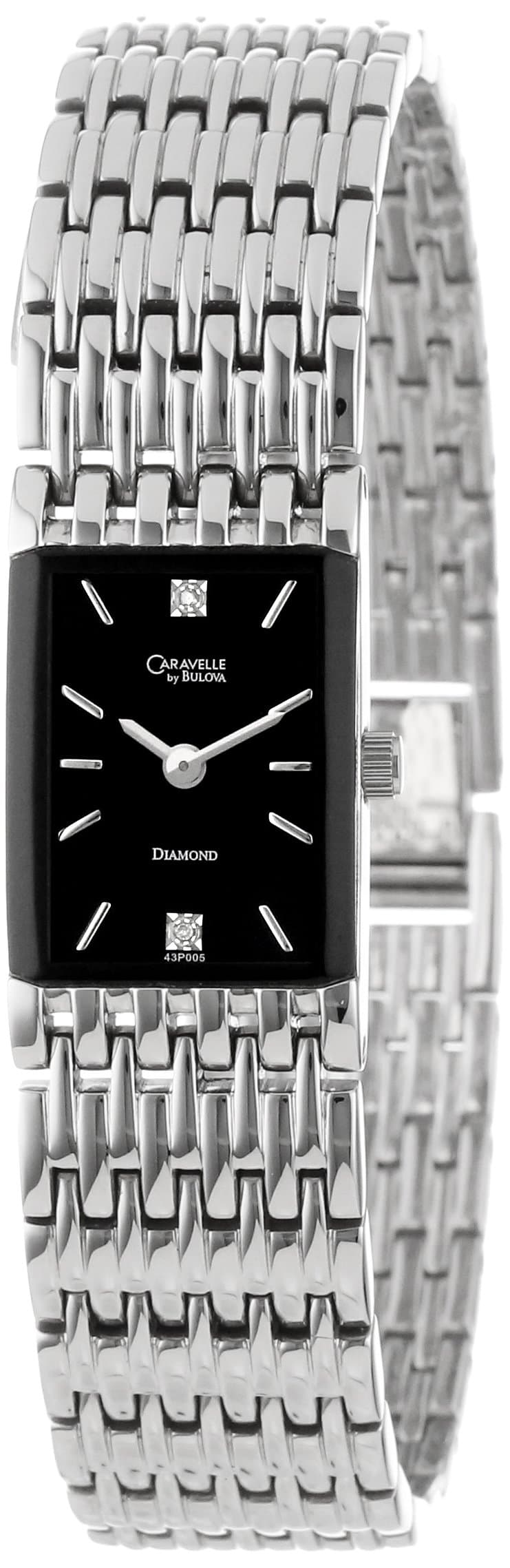 Caravelle by Bulova Women's 43P005 Diamond Accented Black Dial Watch