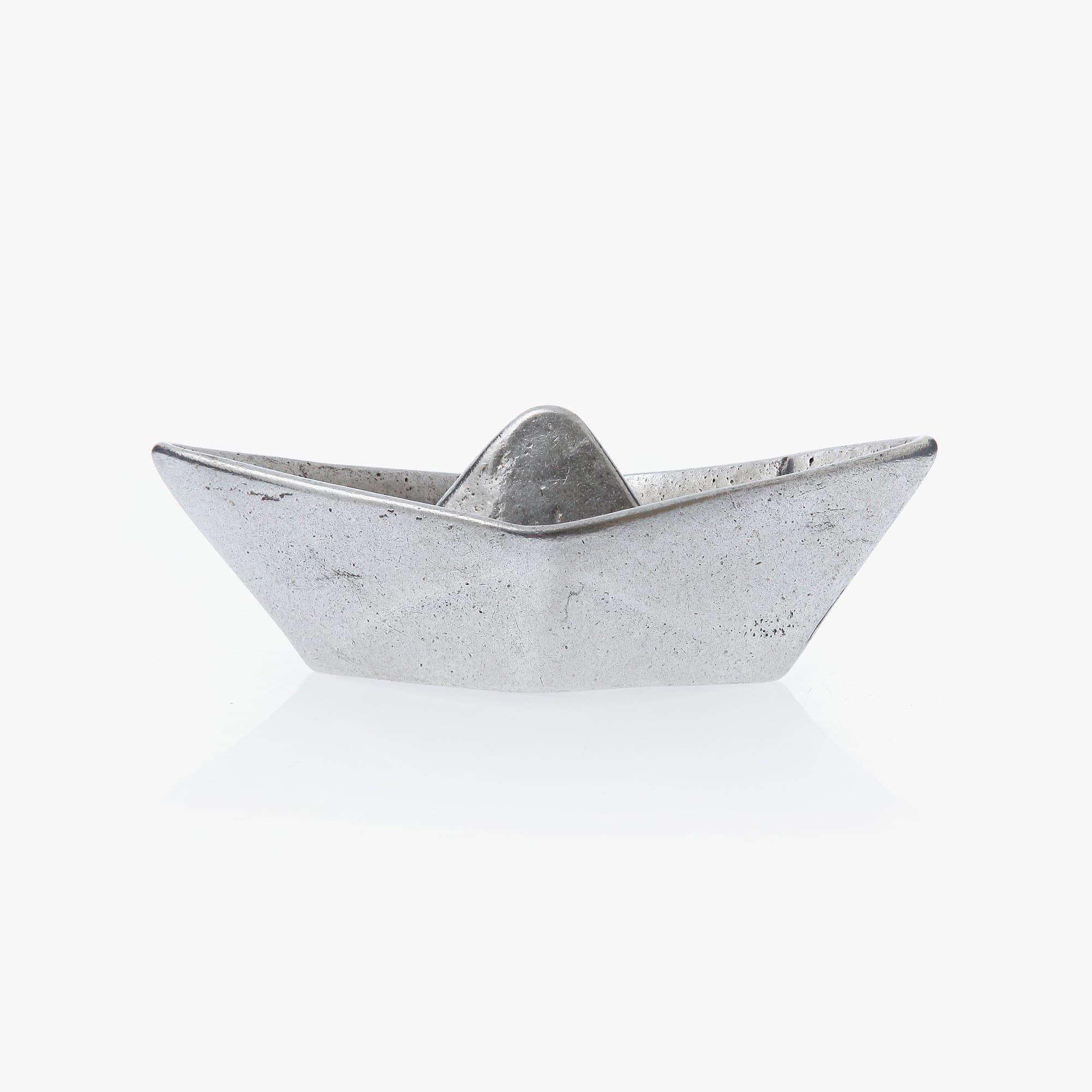 Handmade Boat Decorative Ornament, Solid Aluminum Metal - Extra Large Size, Silver Color