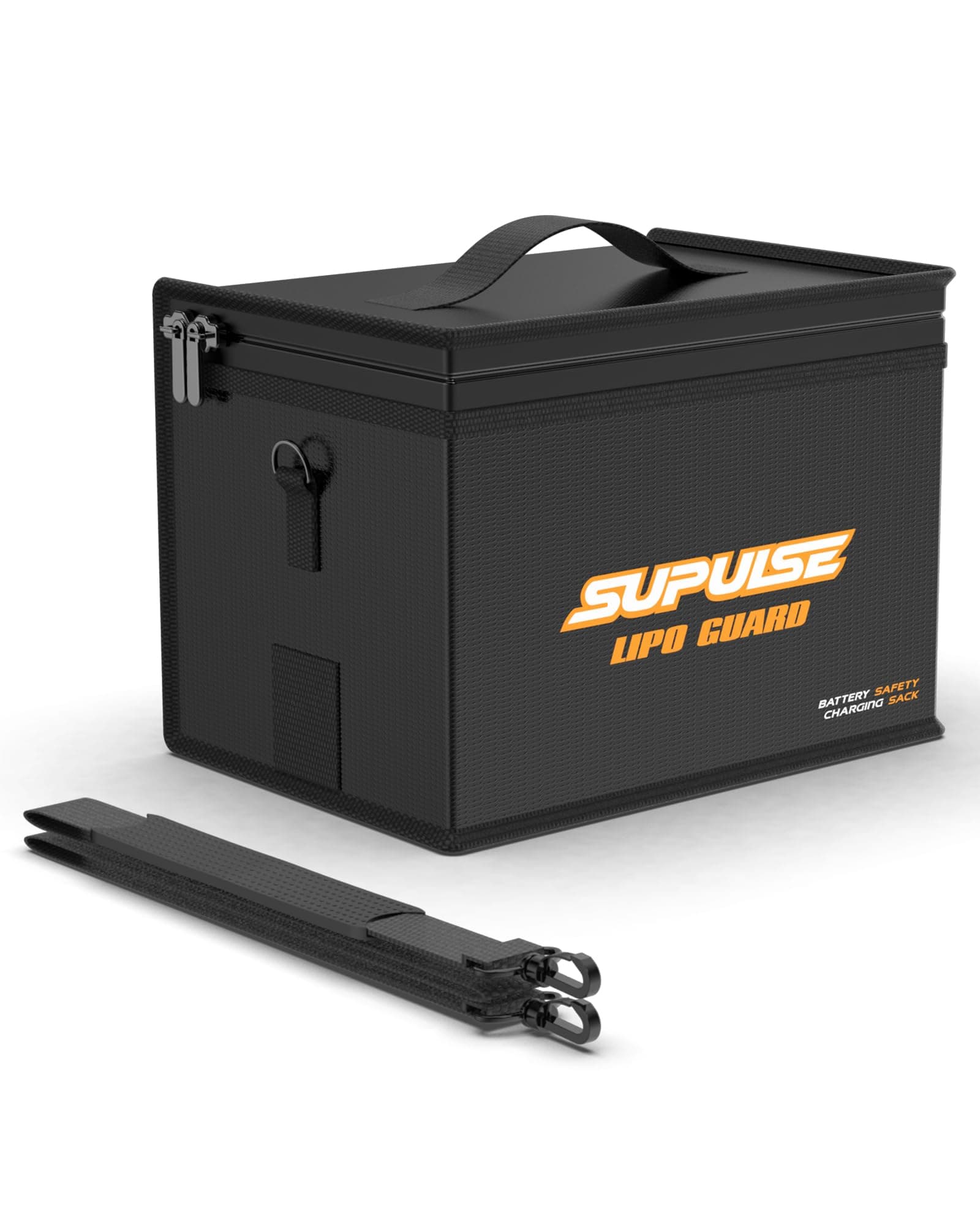 SUPULSE Lipo Battery Bag Fireproof Explosionproof Large Capacity Bag for Charging Battery and Storage Guard Pouch Double Zipper Detachable Adjustable Shoulder Strap