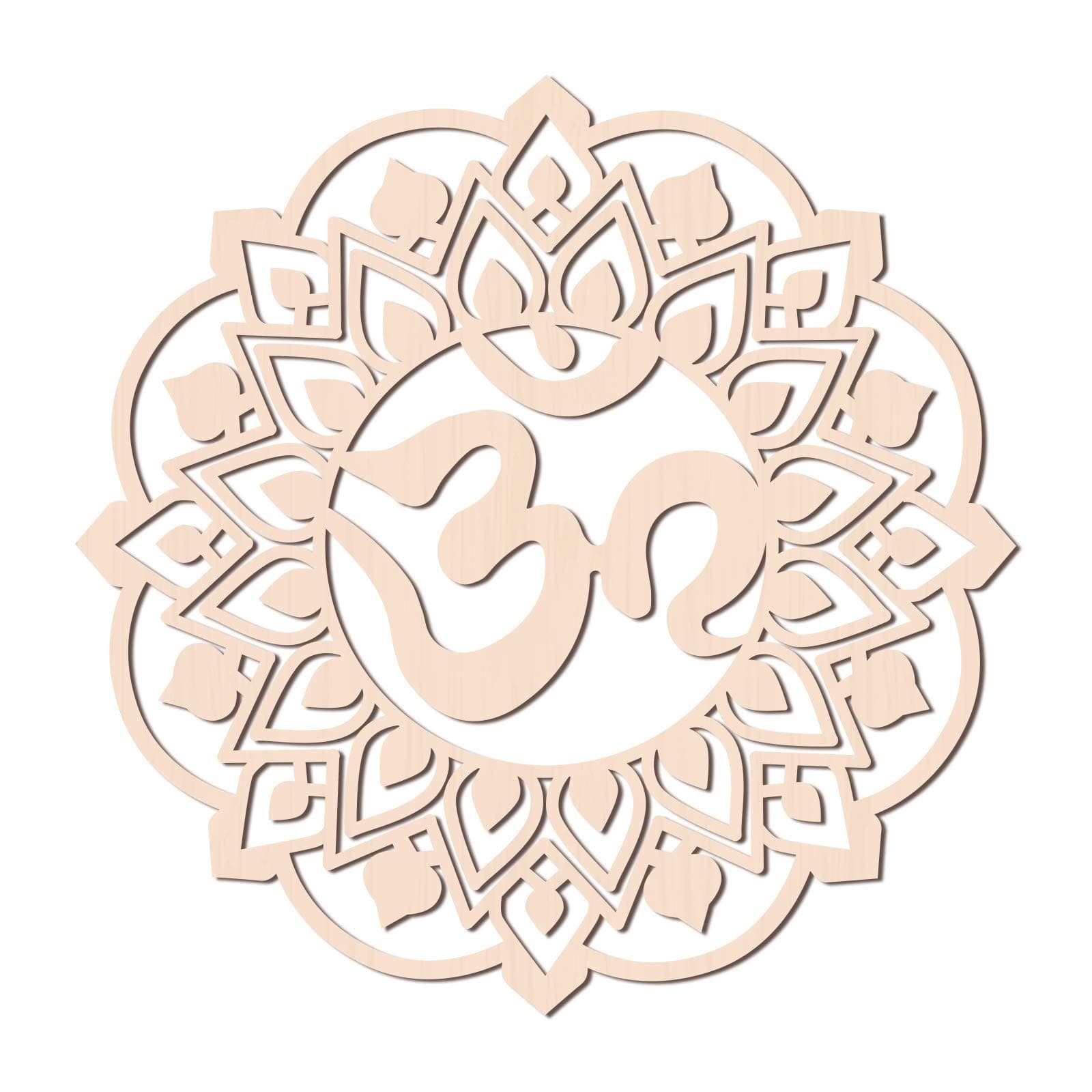 GLOBLELAND 12Inch Om Aum Sanskrit Mantra Wooden Wall Decor Art Sacred Geometry Home Decor Laser Cut Wooden Wall Sculpture for Home, Office, Yoga Studio Wall Hanging Decor
