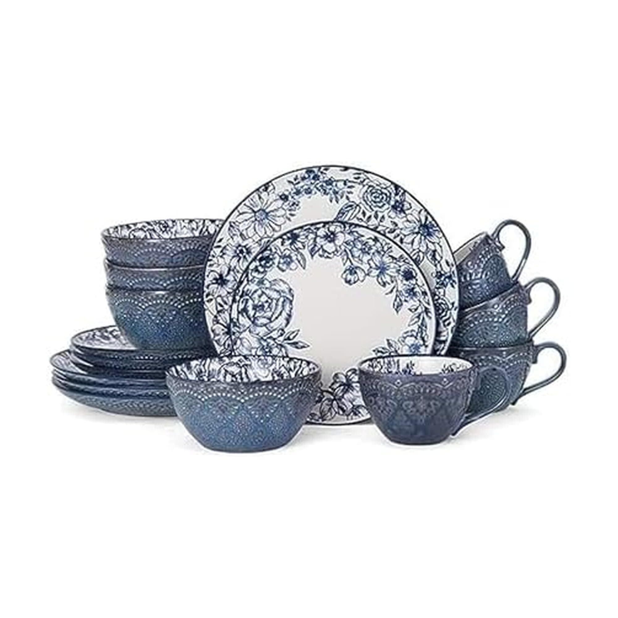 5216941 Gabriela Blue 16-Piece Dinnerware Set, Service for 4 5216941