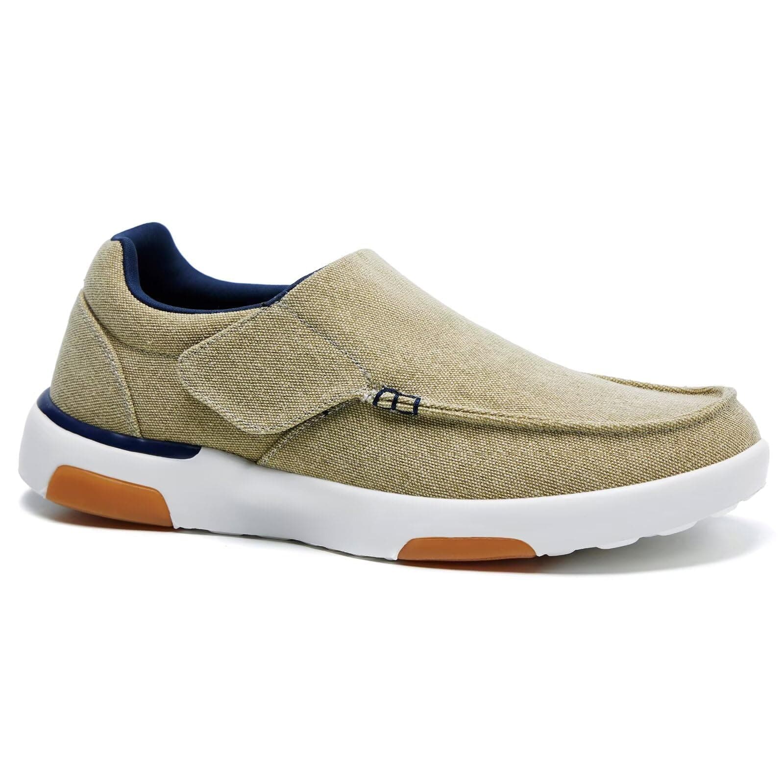 OrthoComfoot Men's Orthopedic Hook and Loop Shose with Arch Support, Comfortable Cushioned Slip On Loafers for Plantar Fasciitis, Casual Orthotic Walking Shoes for Foot and Heel Pain