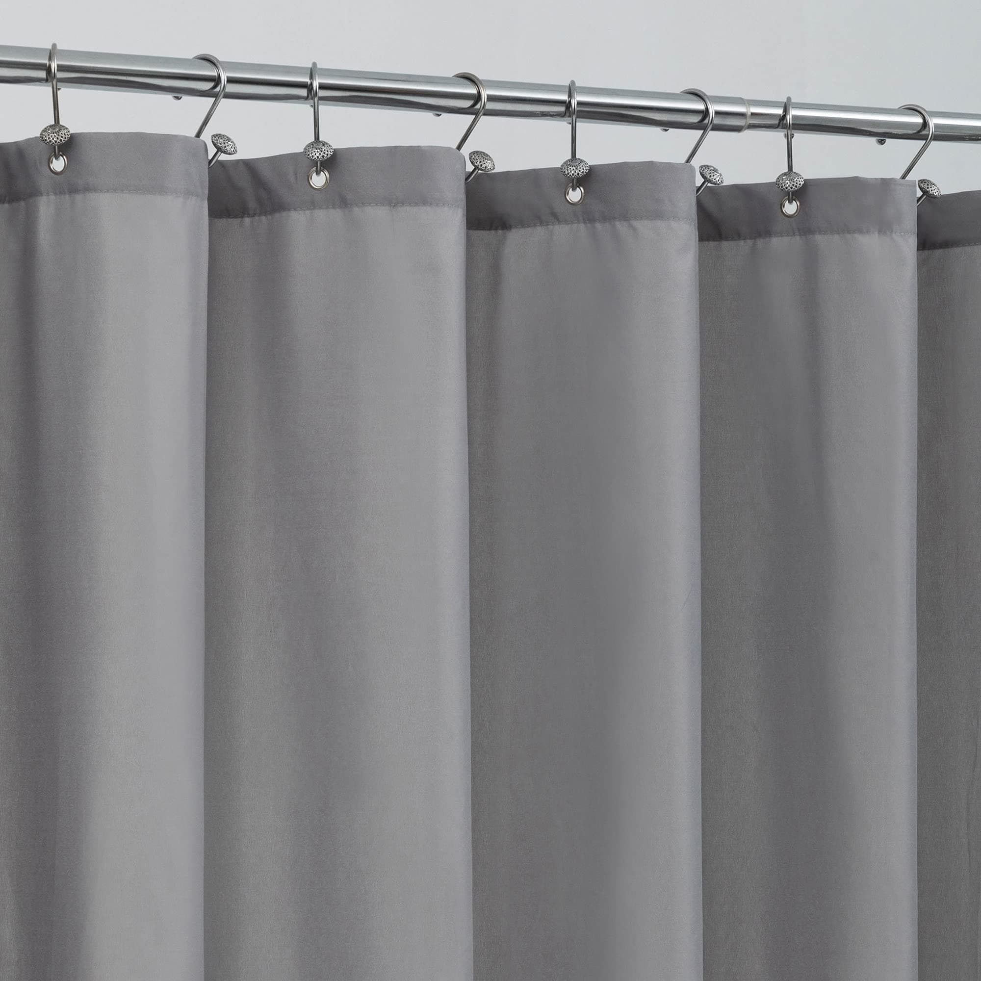 Waterproof Fabric Shower Curtain Liner - Soft & Light-Weight Cloth Shower Liner with Magnets, Hotel Quality & Machine Washable - Standard Size 72x72, Gray