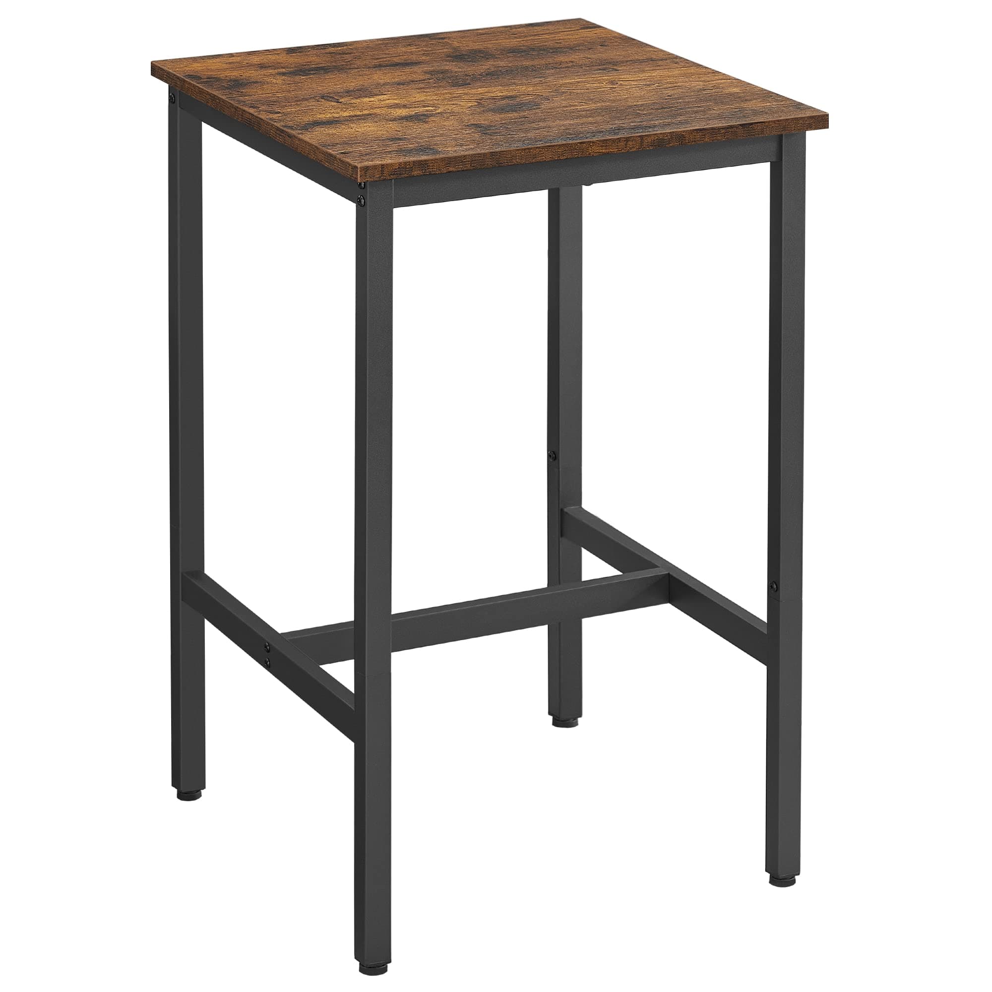 VASAGLE Bar Table, Kitchen Dining Table, High Top Pub Table, Bar Height Cocktail Table for Living Room Party, Sturdy Metal, 23.6 x 23.6 x 36.2 Inches for Narrow Spaces, Rustic Brown and Ink Black