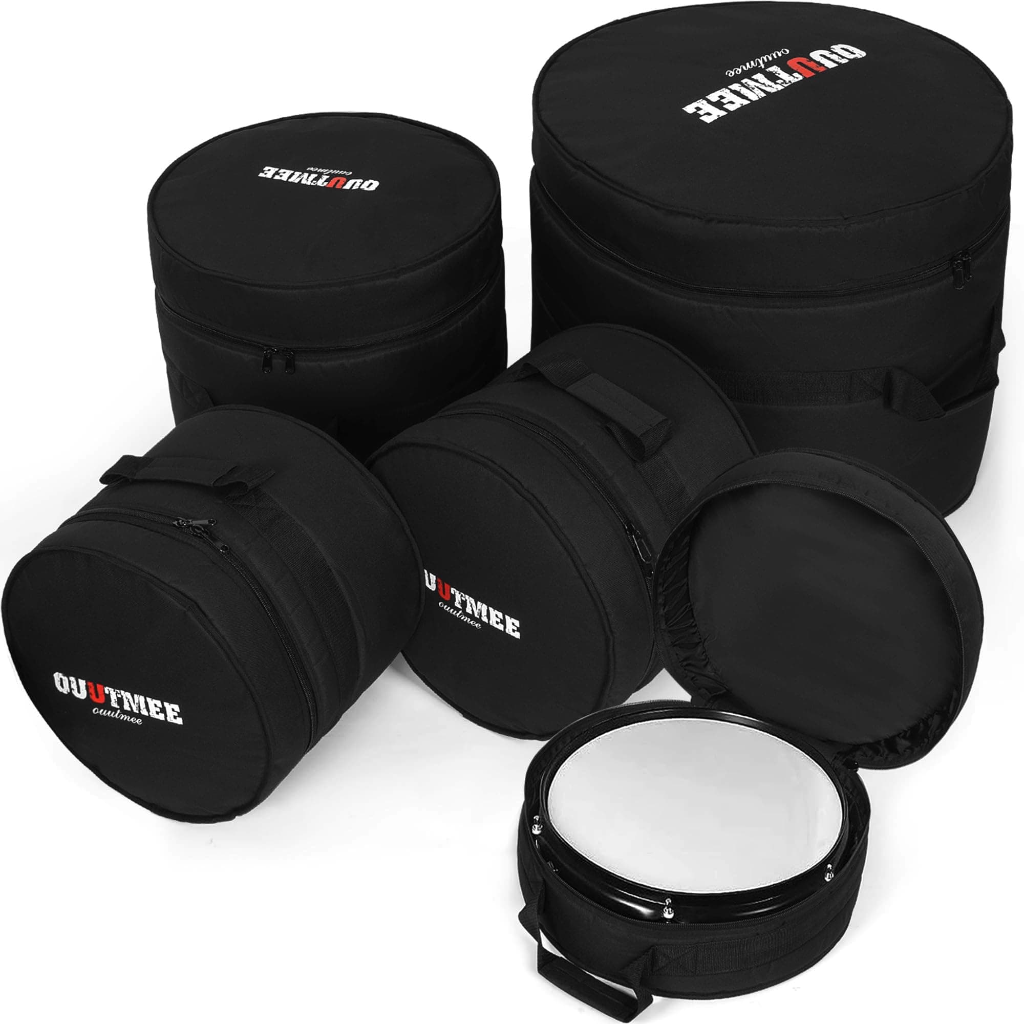 5 Piece 10mm Padded Drum Bag Set for 12" Tom, 13" Tom, 14" Snare, 16" Floor Tom, 22" Bass Drum Carrying Cases Cover