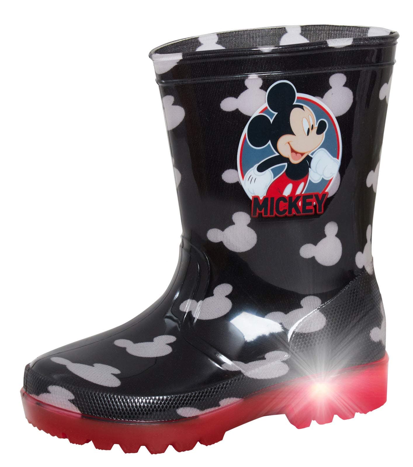 DisneyBoys Mickey Mouse Light Up Wellington Boots Black 7 UK Child