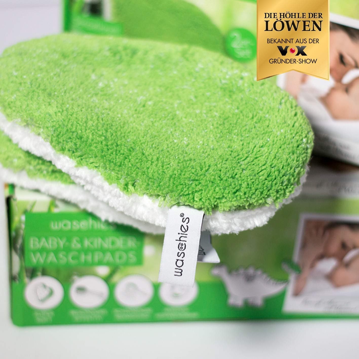 Waschies 08240 Children's Wash Pads Baby Wash Cloths with Finest Microfibre Reusable Baby Care Cloths for Sensitive Skin Set of 6