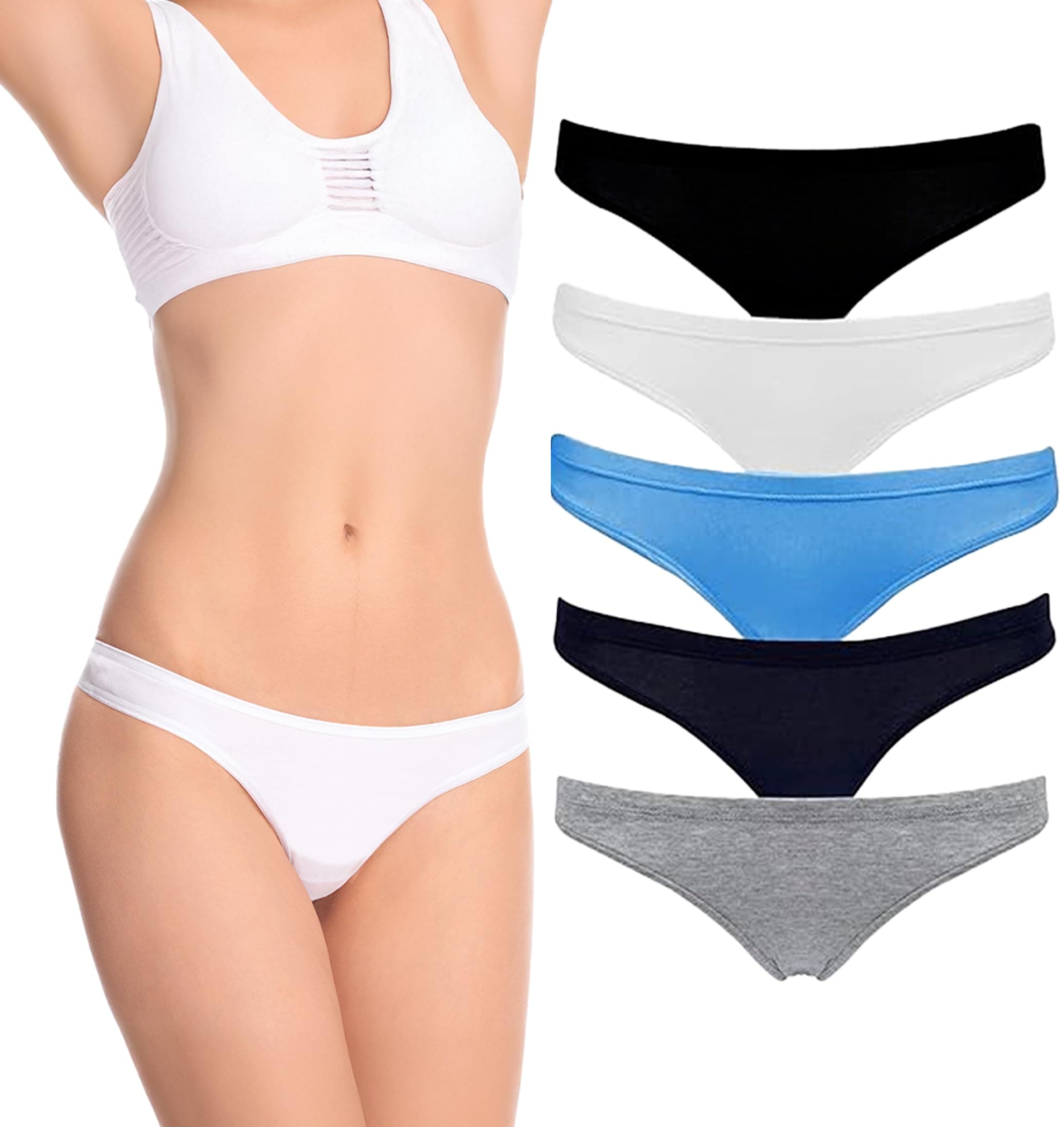 EmprellaCotton Underwear Women, 8 or 5 Pack Womens Bikini Seamless Ladies Cheeky Panty
