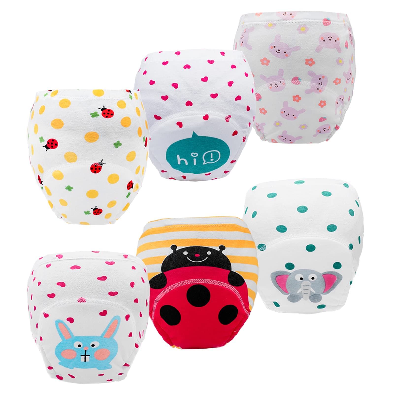 JackLoveBriefsPotty Training Pants for Boys Girls Toddlers,6 Packs Learning Designs Training Underwear Pants(3-4T) White