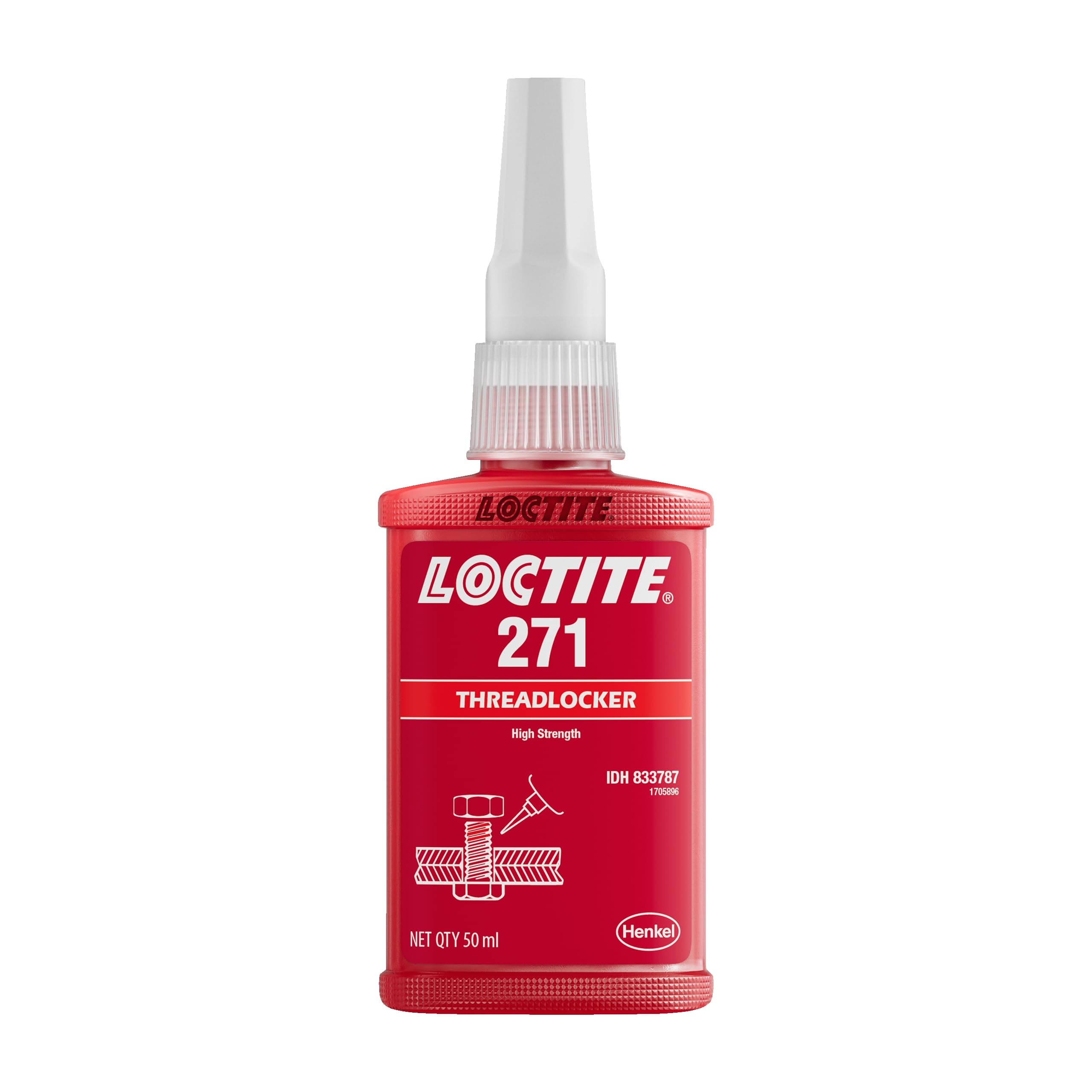 Loctite Threadlocker Red 271 locks, seals threaded fasteners permanently, prevent loosening from vibration, great for engines, machinery, vehicles for valve covers, water pumps, and alternators(50ml)