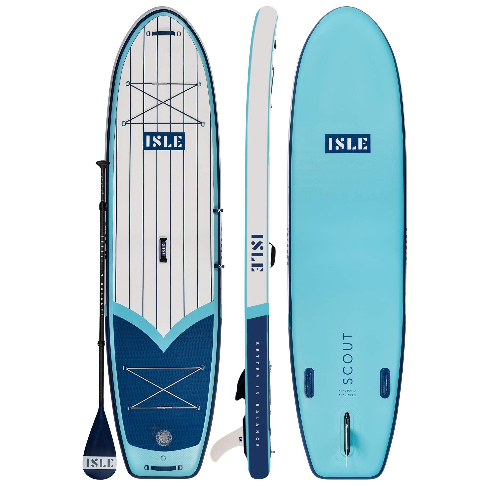 ISLE 11' Scout - Inflatable Stand Up Paddle Board - 6” Thick iSUP and Bundle Accessory Pack - Durable and Lightweight - 33" Stable Wide Stance - Up to 315 lbs Capacity