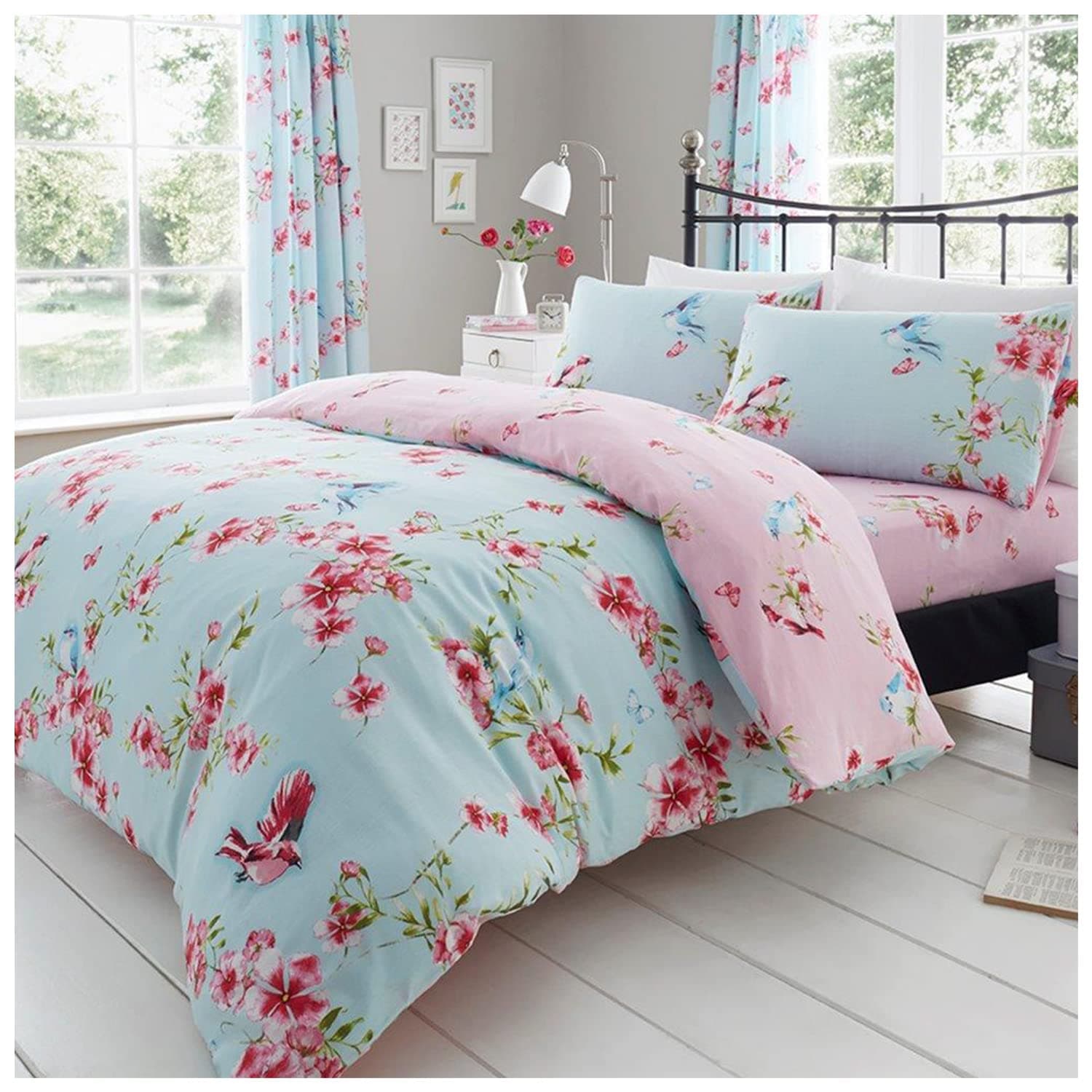 GC GAVENO CAVAILIA Single Duvet Cover Set | Flower Bedding & Linen Polycotton | Blue
