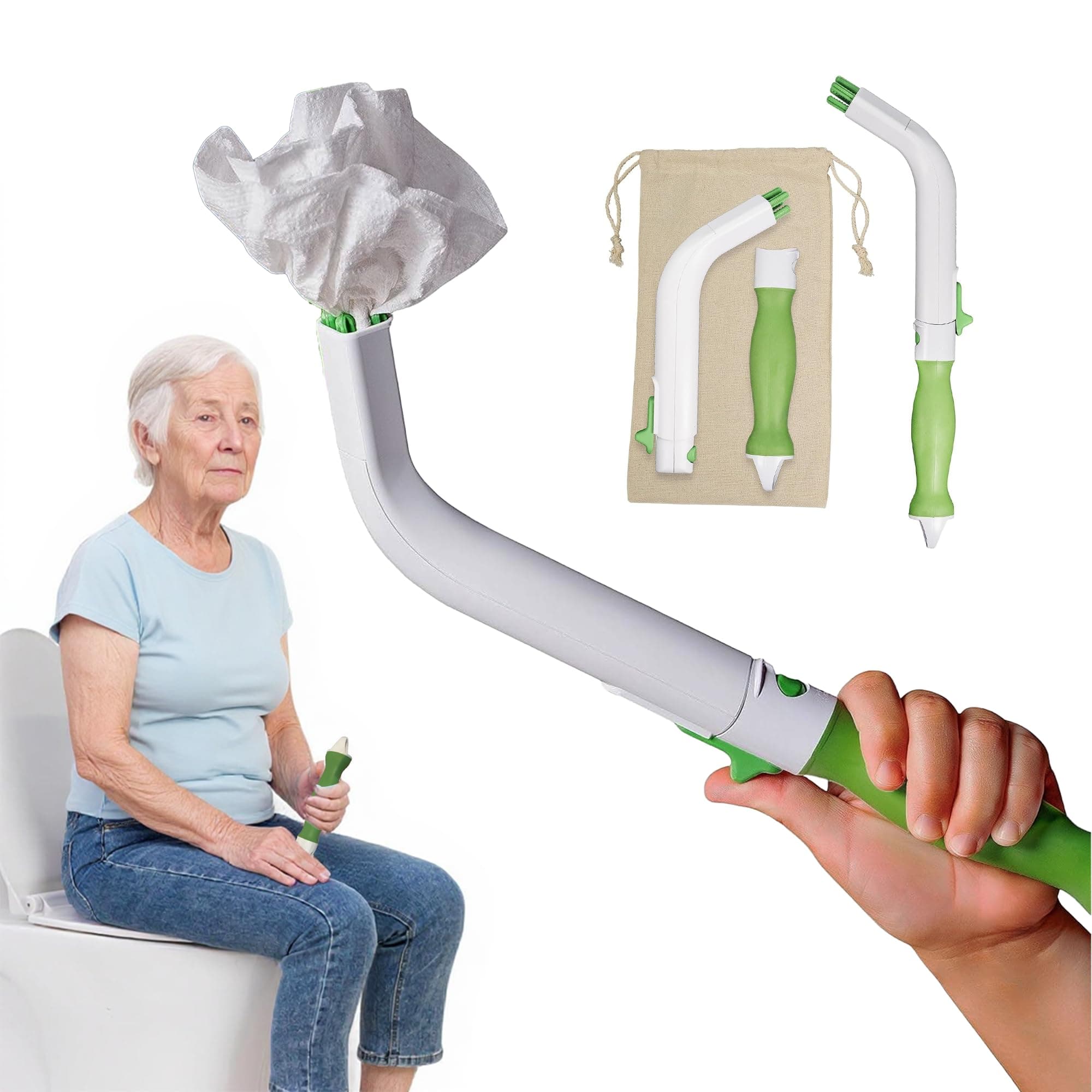FreedomWand: USA Made Personal Bathroom Self Wiping Toilet Aid with Easy Release, Portable Shower and Shave aid for Disabled Seniors and Handicapped Ideal Daily Living Toilet Tissue Aid – Compact Kit