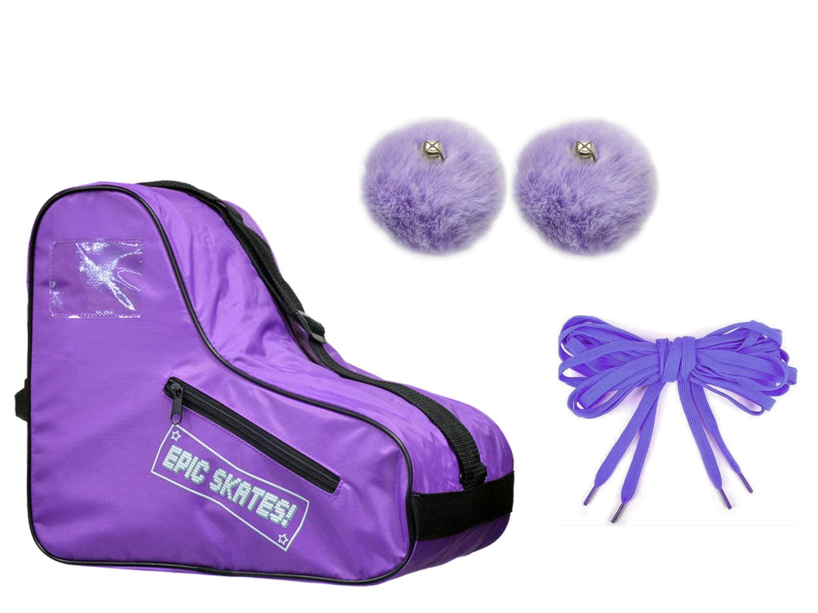 - Epic Purple Roller Skate Accessory 3 Pc. Bundle w/Bag, Laces, & Pompoms