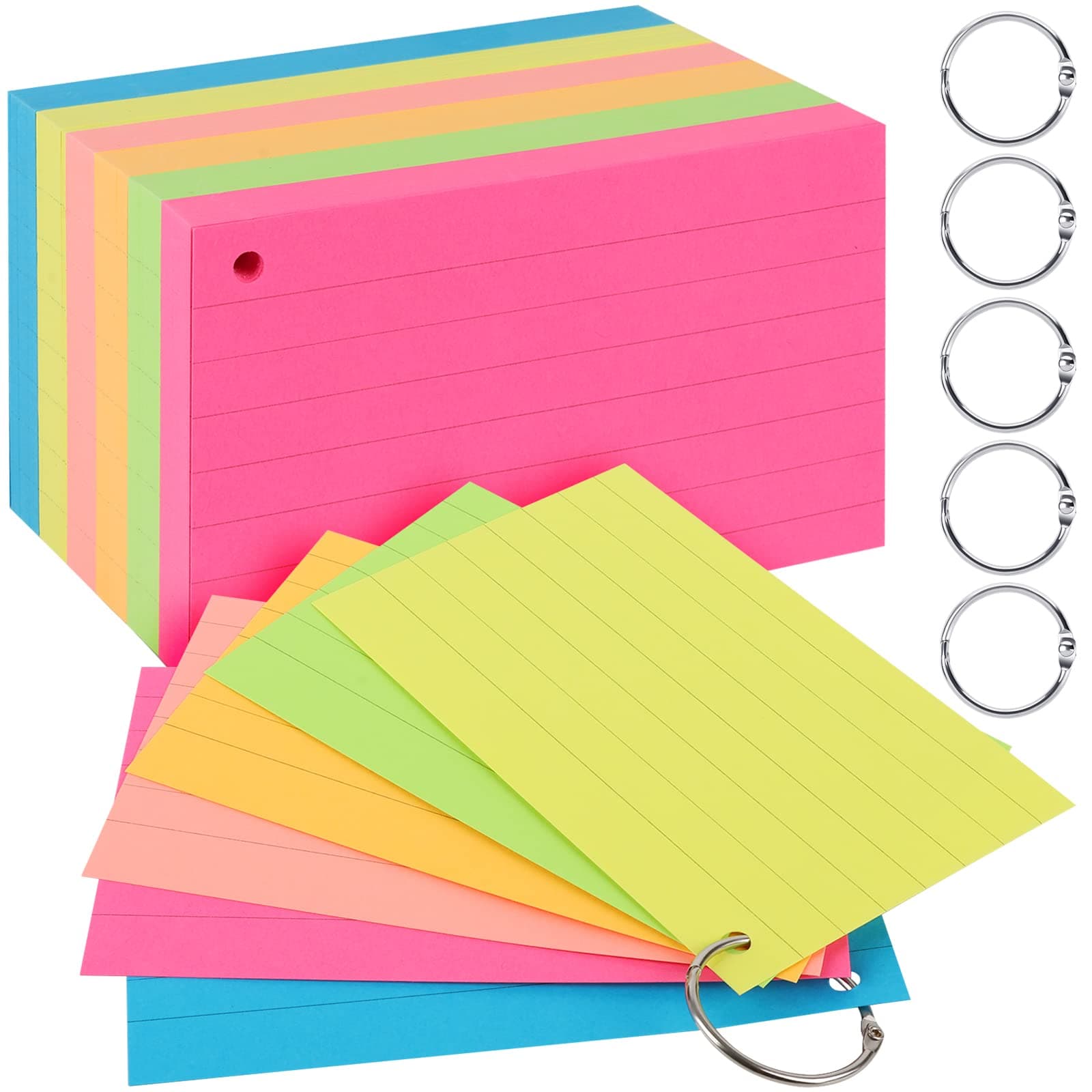 Neon color index cards