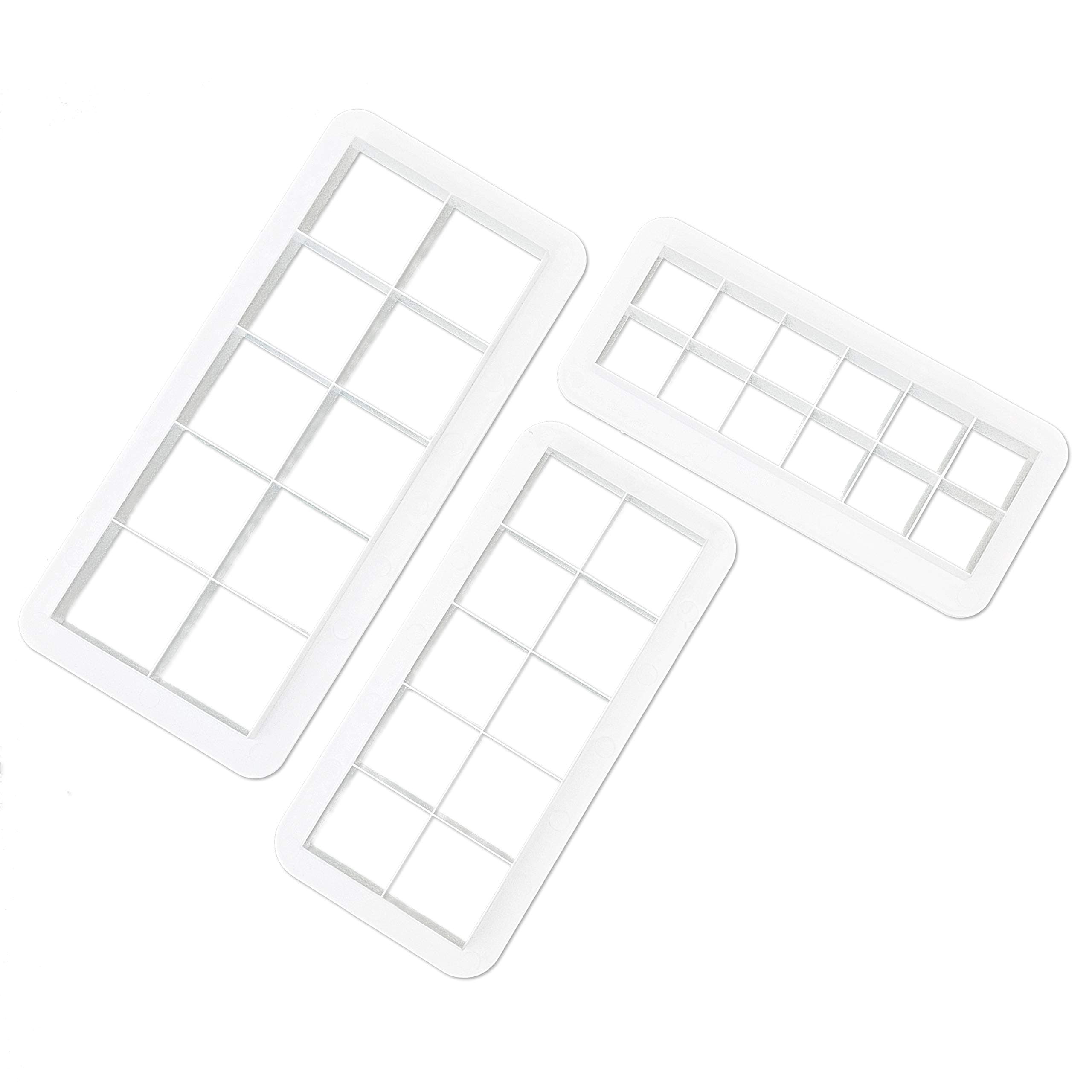 Clever Monster Square Cookie Cutter Set, Geometric Multicutter Square Cake Fondant Cutter, 3 Size Square Biscuit Cutters Cake Decorating (White)