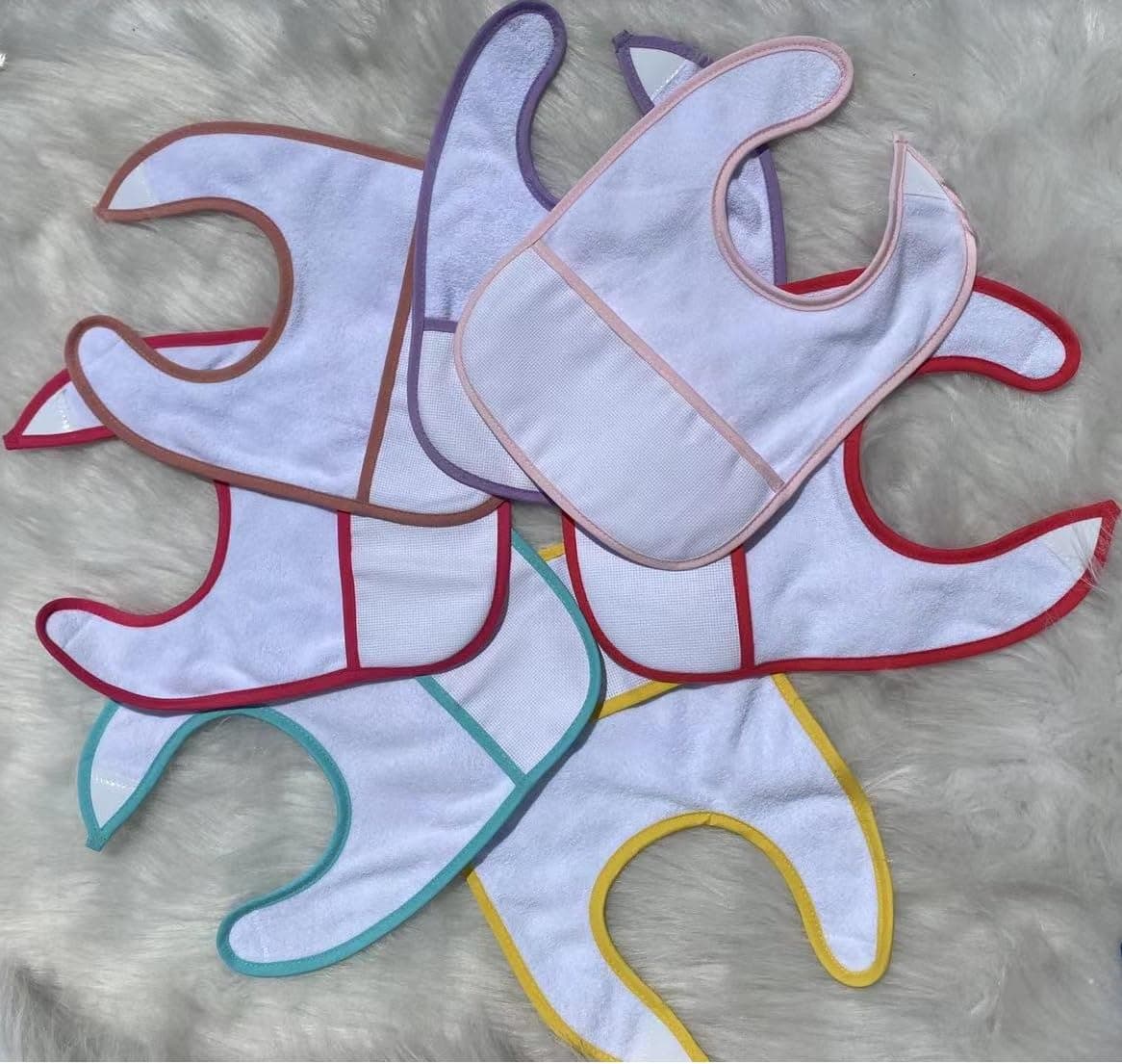 7pcs Red Edged Series Cotton Cross Stitch Baby Bib,16 Count aida Fabric Pocket,100% Cotton, Blank Bib to Cross Stitch