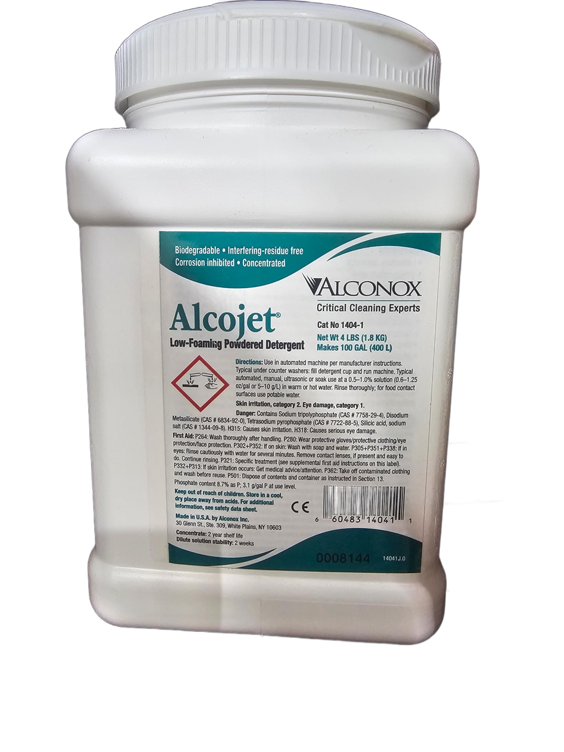 1404 Alcojet Nonionic Low-Foaming Powdered Detergent, 4lbs Box