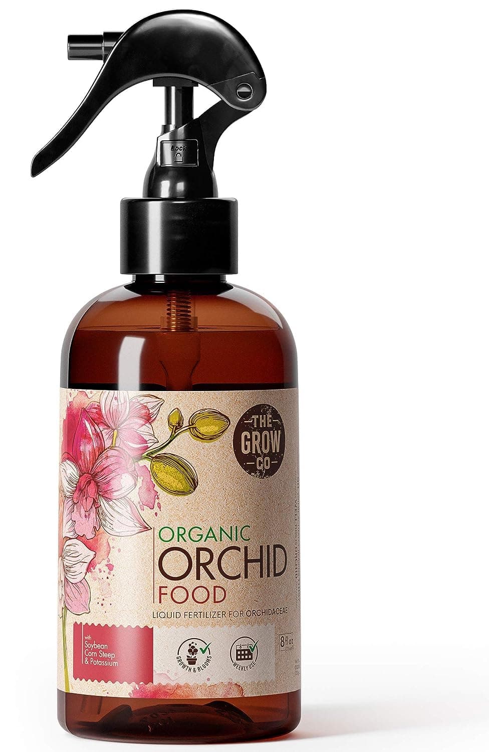 The Grow Co Organic Ready to Spray Orchid Food Mist - Bloom Booster Fertilizer for Orchids in Pots - Plant Nutrients for Healthy Flower & Reblooms (8 oz)