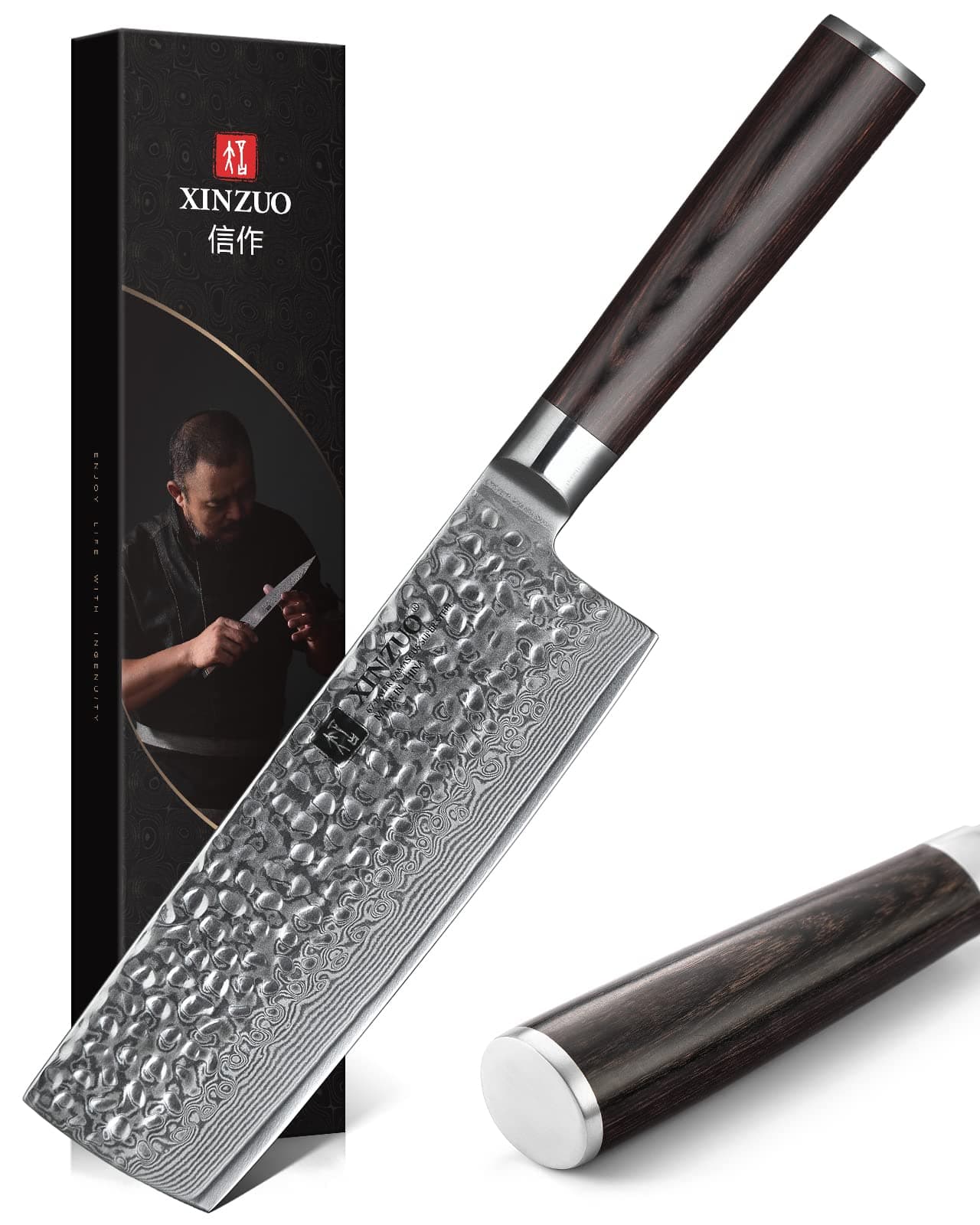 XINZUO damascus steel nakiri knife