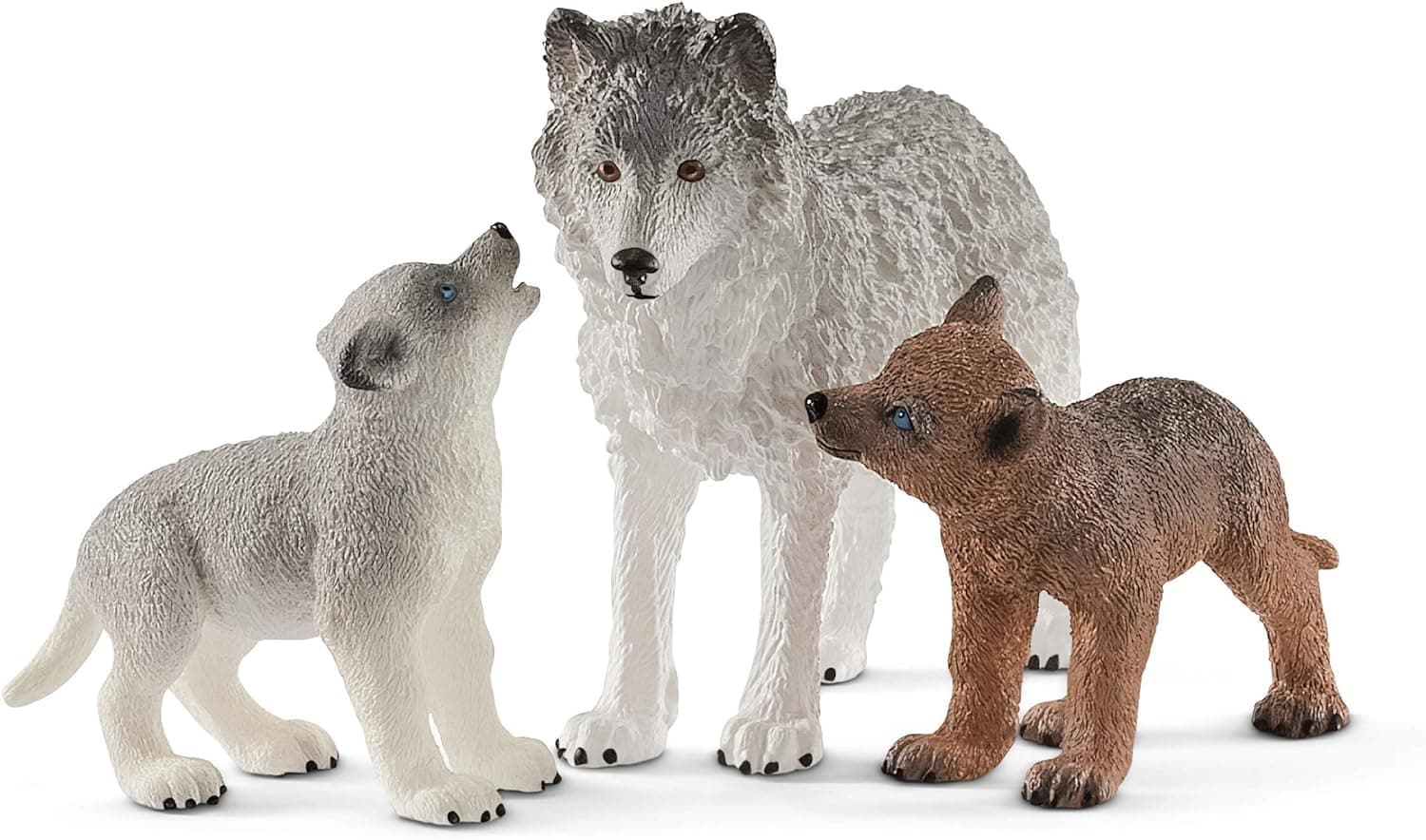 Wild Life 3pc. Mother Wolf and Baby Wolf Pups Figurine Set - Authentic and Highly Detailed Toy Set, Durable for Education and Fun Play, Perfect for Boys and Girls, Ages 3+