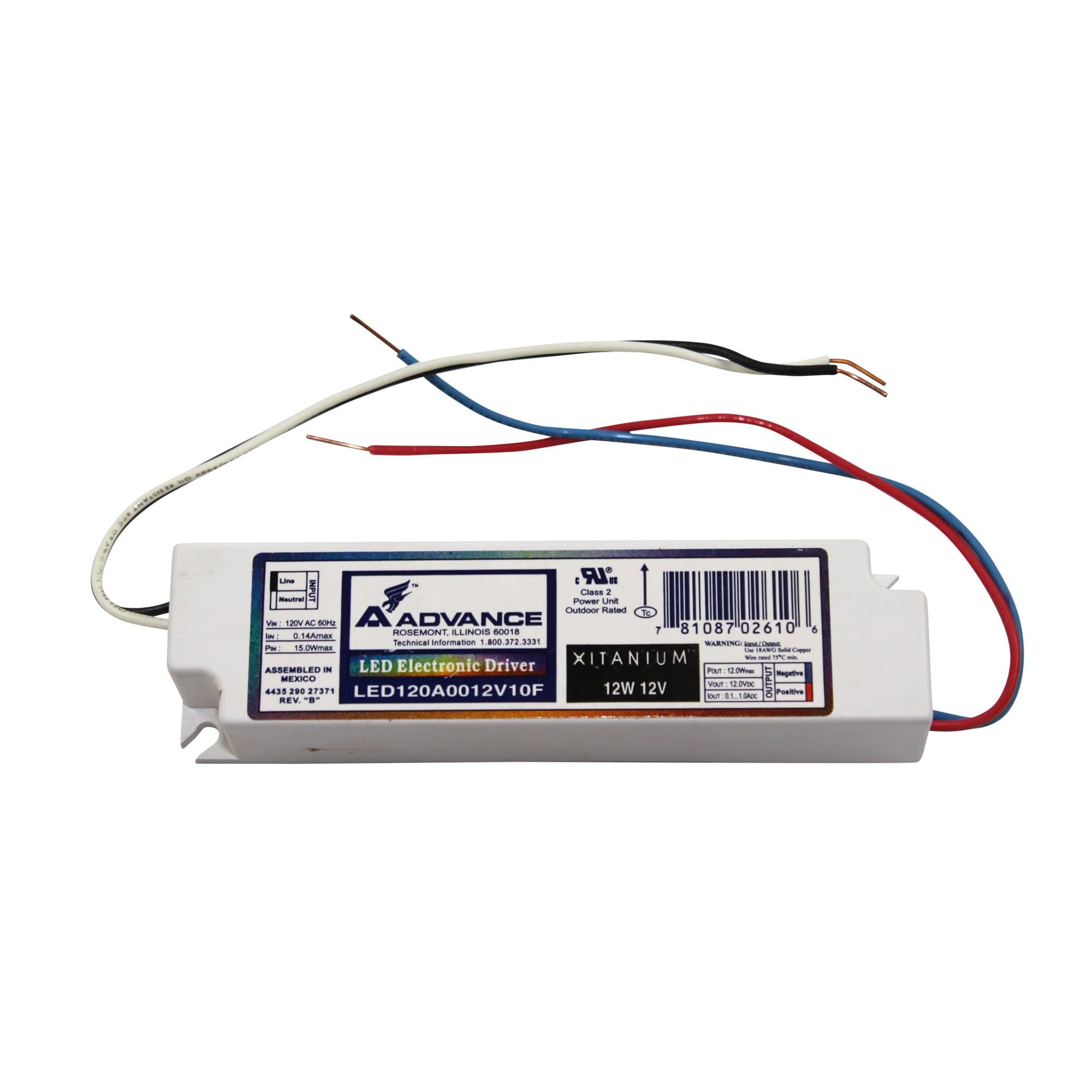 LED120A0012V10FM Led Electronic Driver 12W 12V 120V 60Hz Xtanium