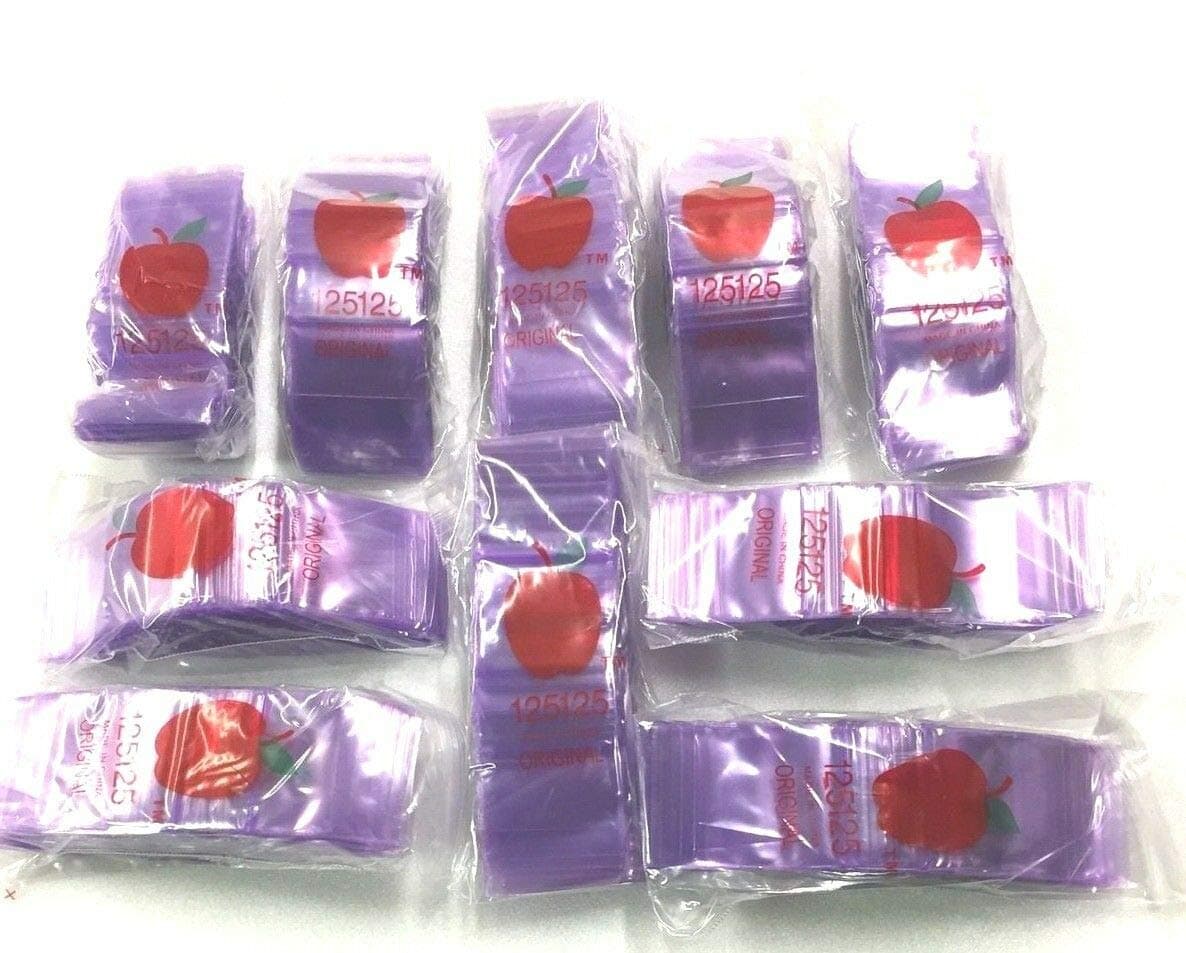 125125 (1.25"X1.25") Purple Color Apple Brand Bags Ziptop Baggies Case of 1,000