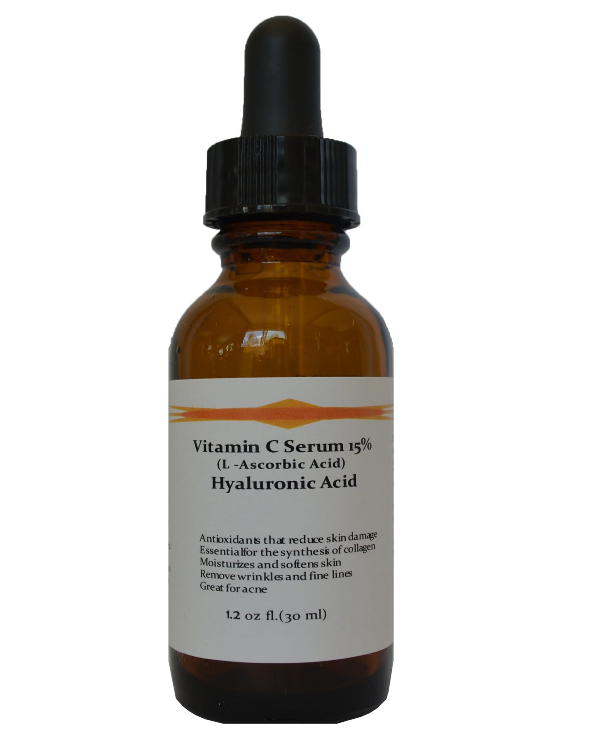 Vitamin C Skin Serum 15% (L-ascorbic Acid) with Pure Hyaluronic Acid Anti Aging Serum 1.2 oz