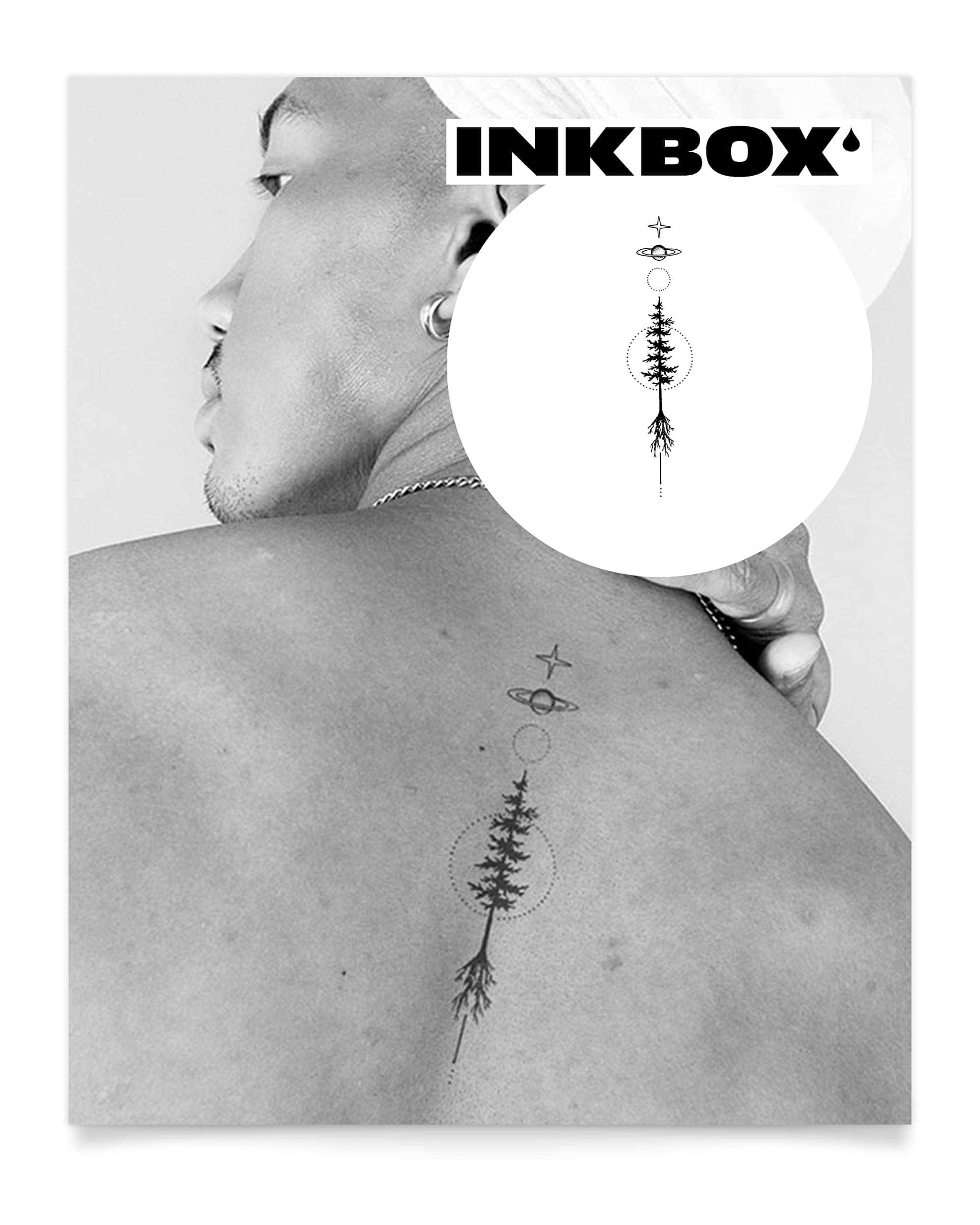 Inkbox Temporary Tattoos, Semi-Permanent Tattoo, One Premium Easy Long Lasting, Waterproof Temp Tattoo with For Now Ink - Lasts 1-2 Weeks, Young Sapling, 7 x 2 in