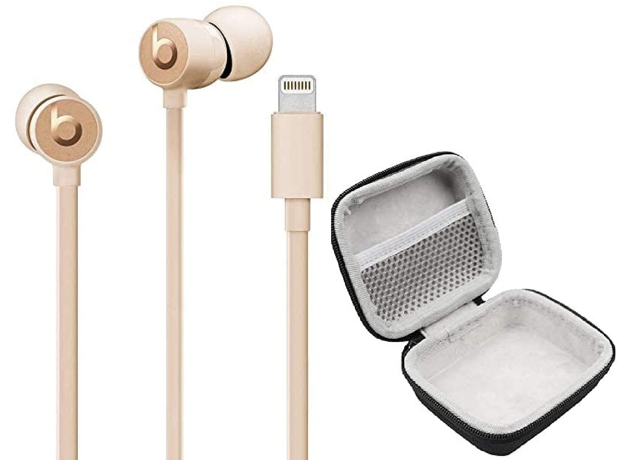 Beats in-Ear Wired Earphones with Lightning Connector Plug - Built in Mic & Deluxe Case (Matte Gold)