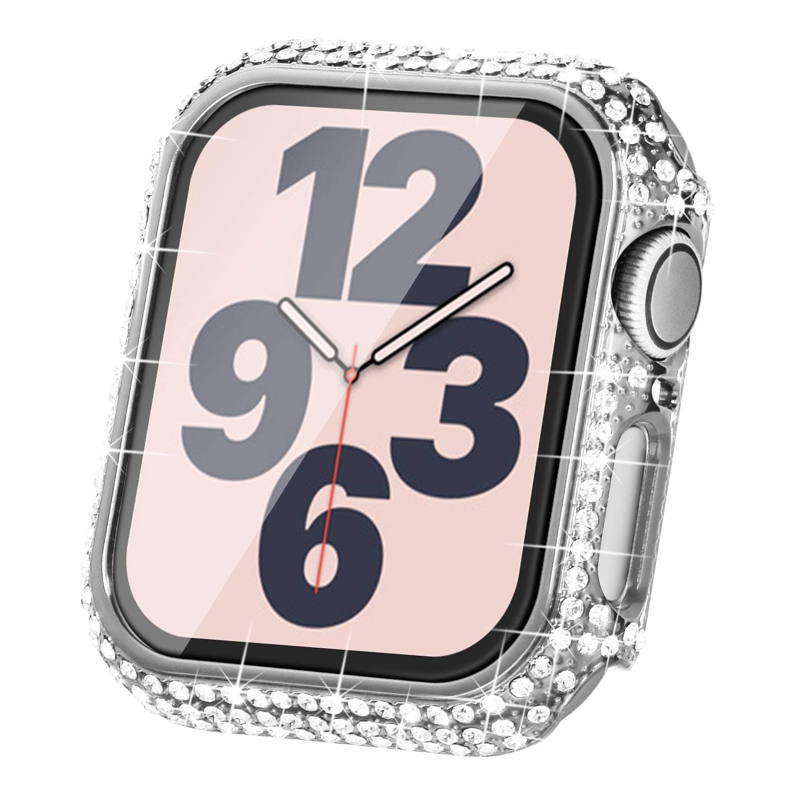 Surace Compatible with Apple Watch Case 38mm for Apple Watch Series 6/5/4/3/2/1, Bling Cases with Over 200 Crystal Diamond Protective Cover Bumper for 38mm 40mm 42mm 44mm (38mm, Silver)