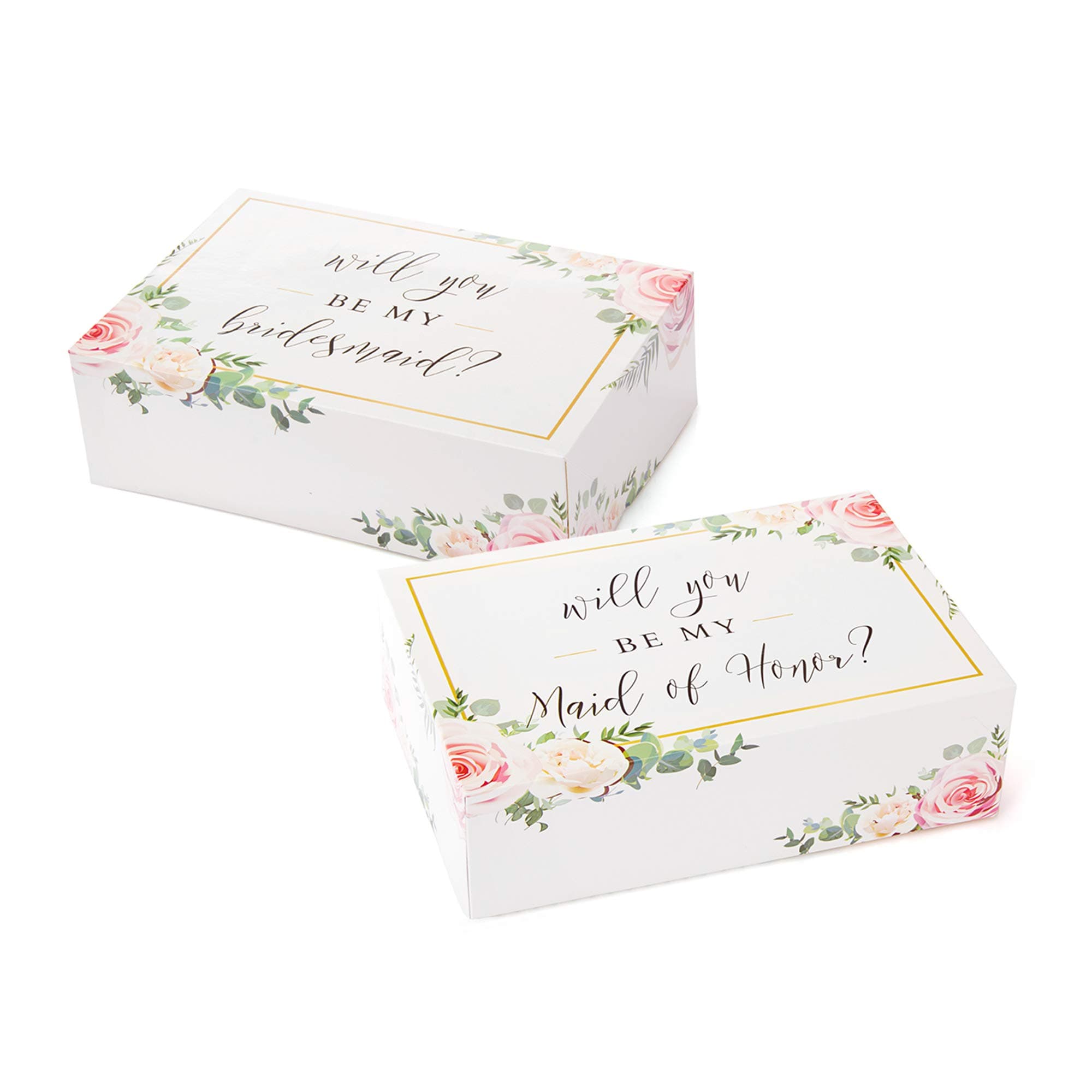 Pop Fizz Designs Bridesmaid Proposal Box Set {6 Pack} 1 Maid of Honor Proposal Box and 5 Will You be My Bridesmaid Boxes I Floral Bridesmaid Box for Bridesmaid Gifts