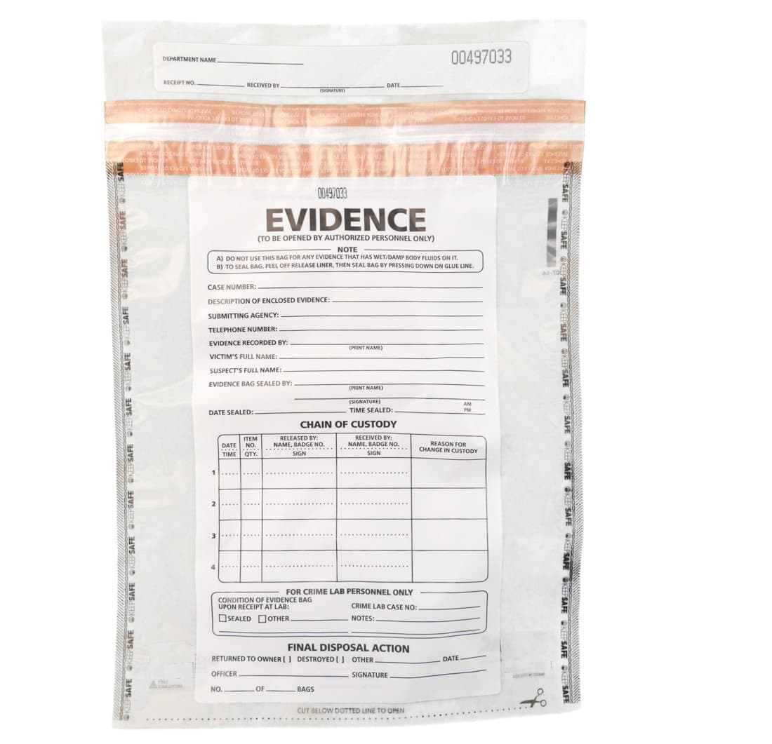 Plastic Evidence Bag, 100pk