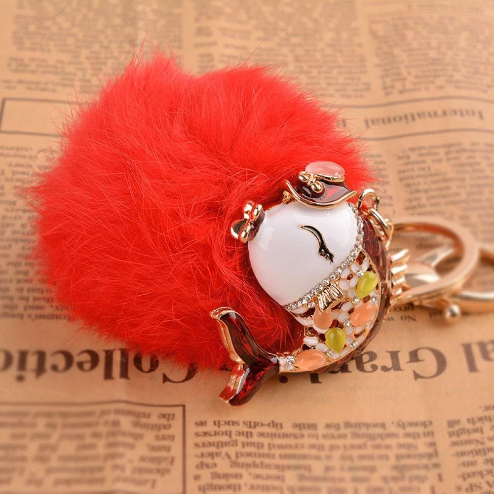 Diamond Perfume Manufacturers Selling Winter Fur Ball Auspicious Carp Car Keychain Lady Key Chain Strengthening Environmental Protection